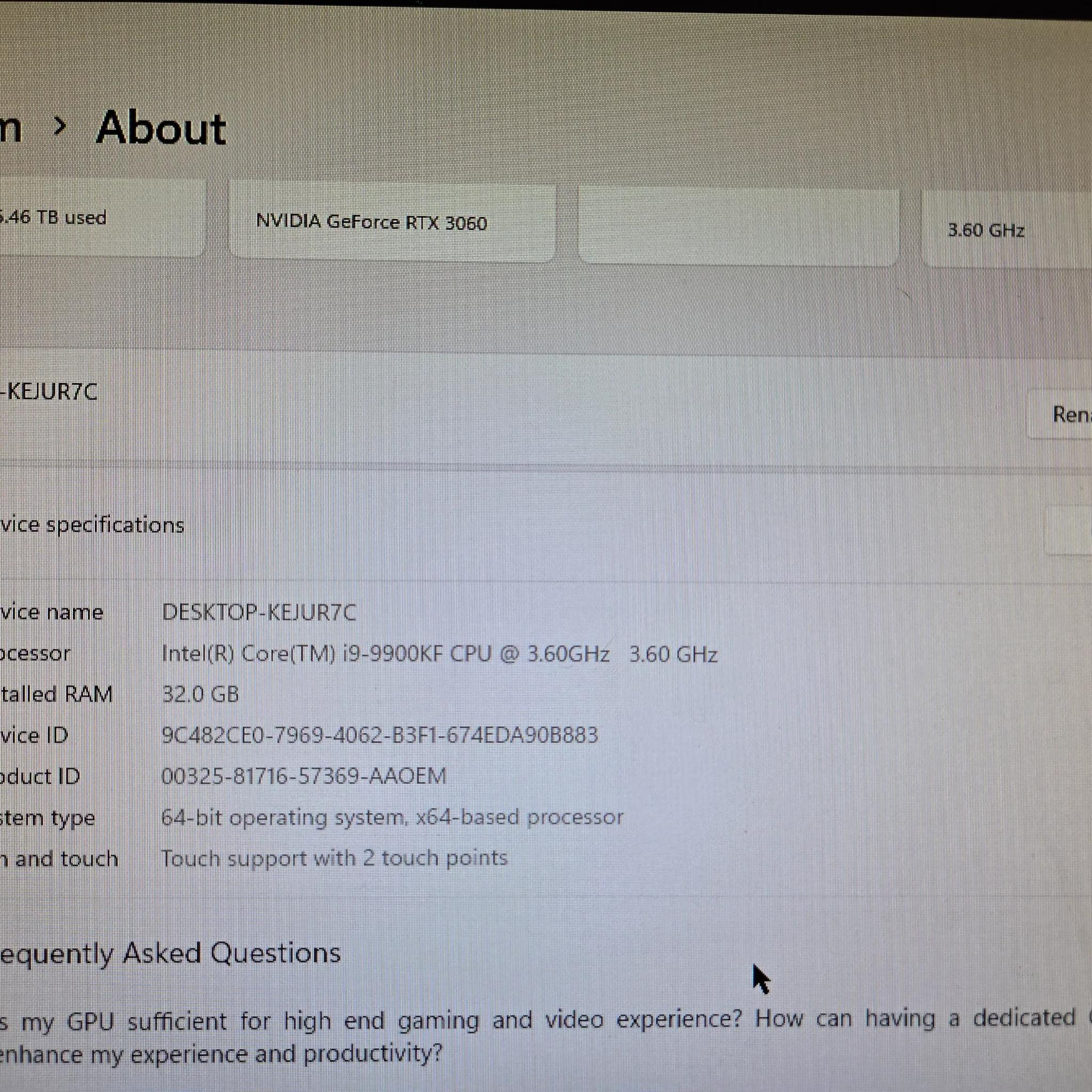 Intel Core i9-9900KF 3.6GHz Boost 5GHz 8 Core