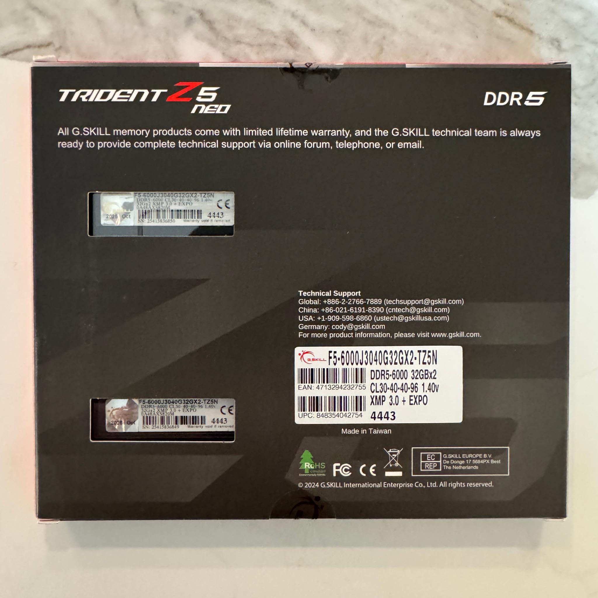 NIB Trident Z5 Neo 64gb 6000mt/s CL30 BLACK