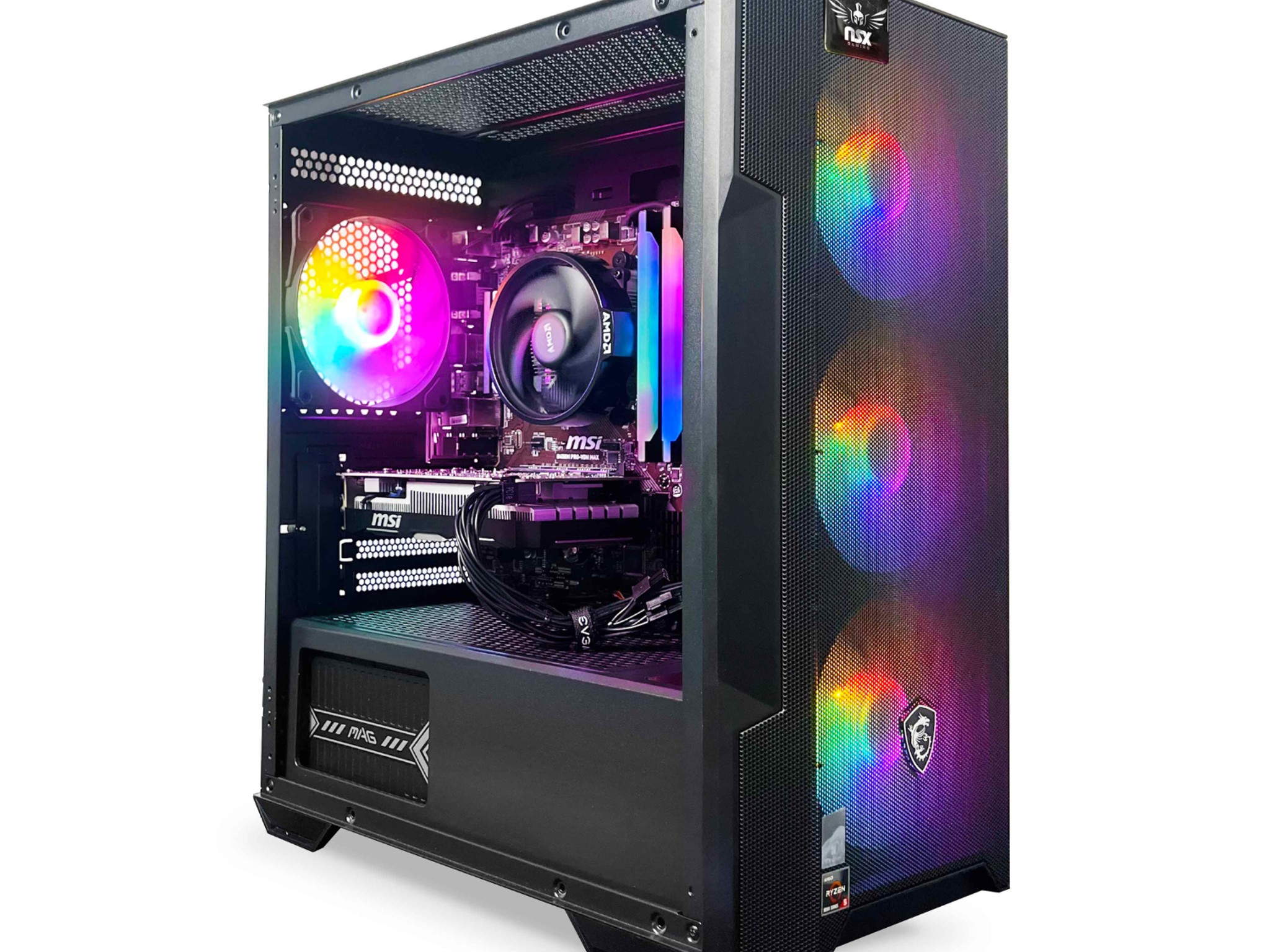 NSX Gaming PC | AMD R5 5600 | 16GB RAM RGB | RTX 3060 | USB-C | Win 11 Home | WiFi Ready