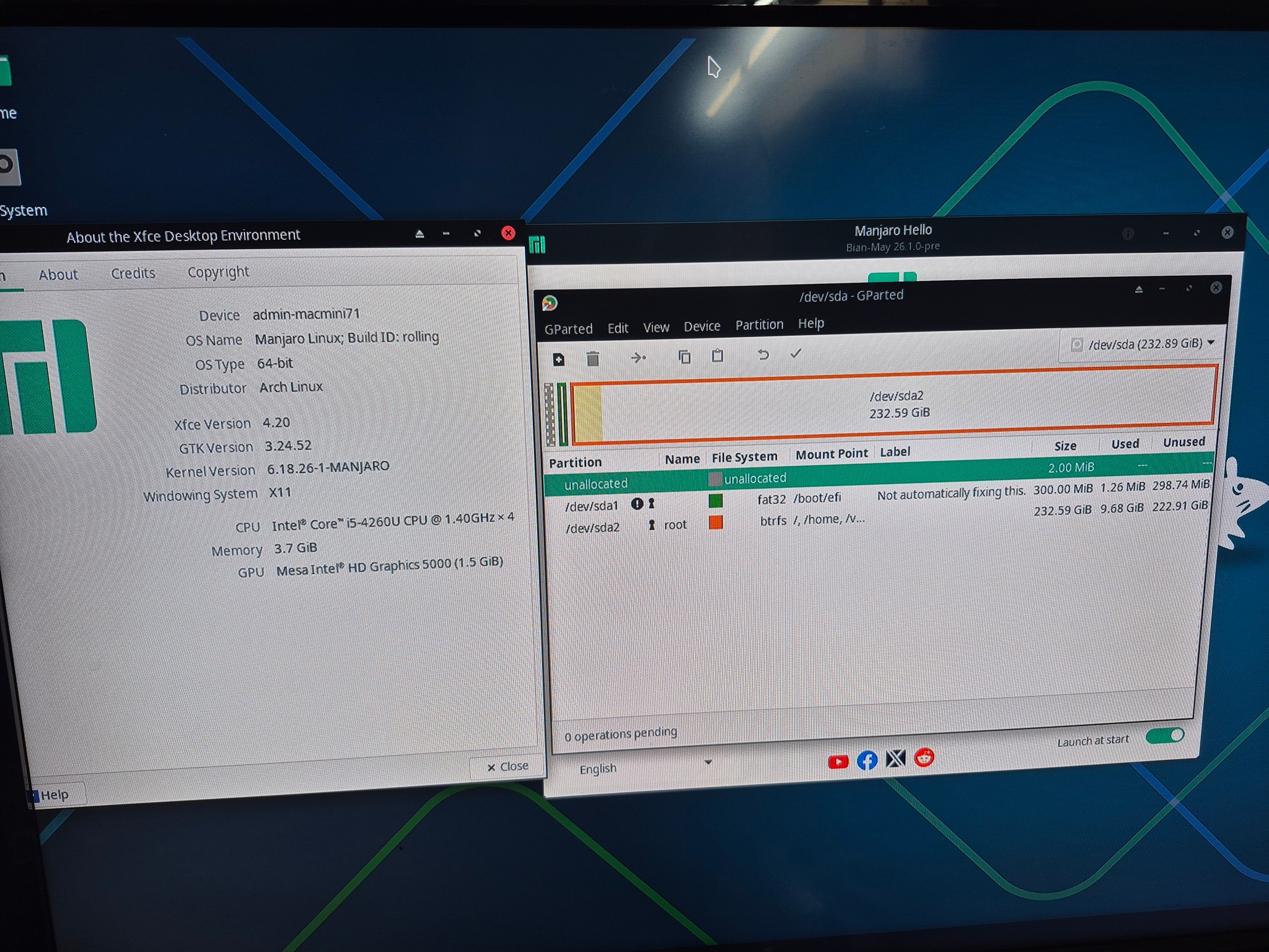 Mac Mini A1347 | Manjaro Linux | i5-4260U 1.4GHz, 4GB RAM, 240GB SSD | Late 2014