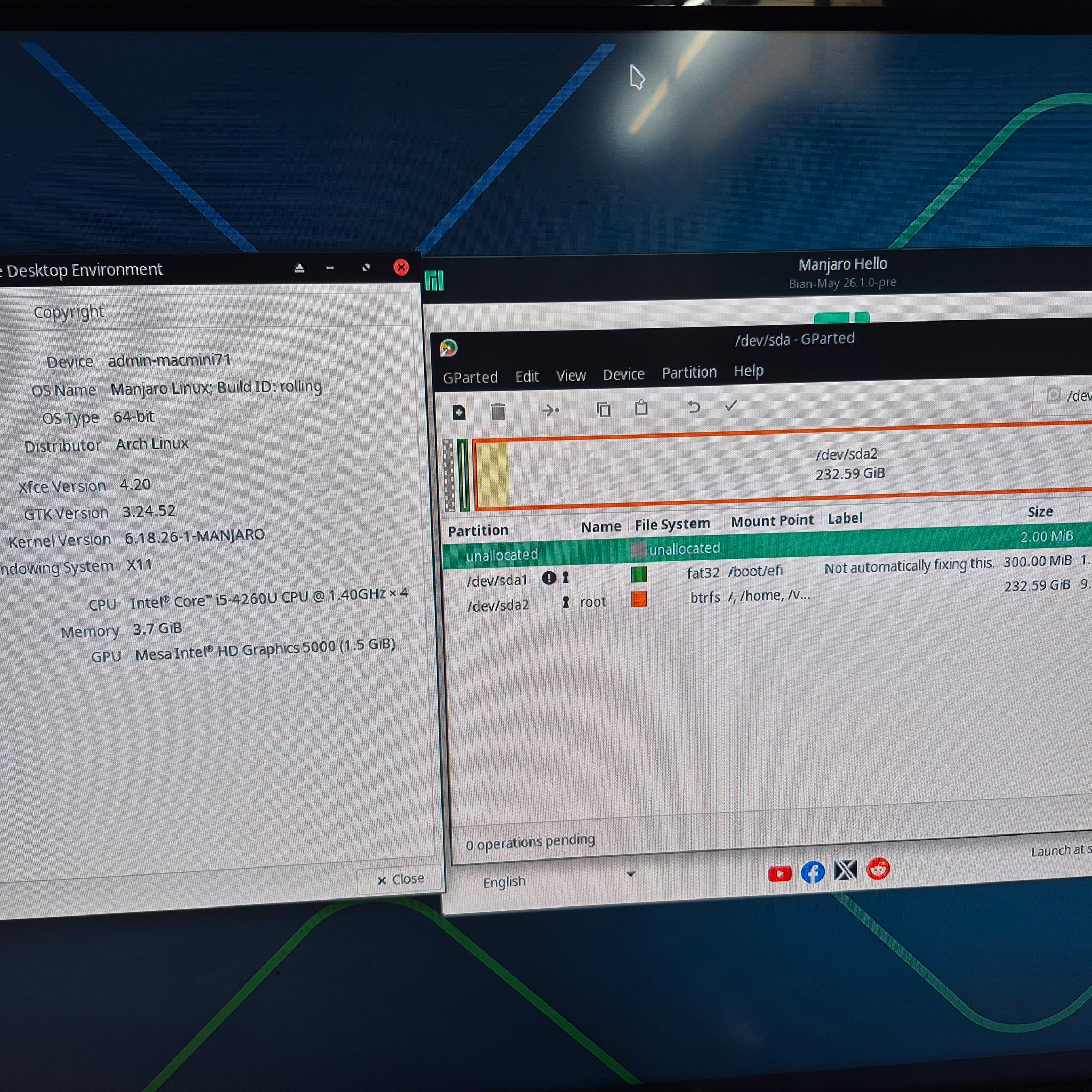 Mac Mini A1347 | Manjaro Linux | i5-4260U 1.4GHz, 4GB RAM, 240GB SSD | Late 2014