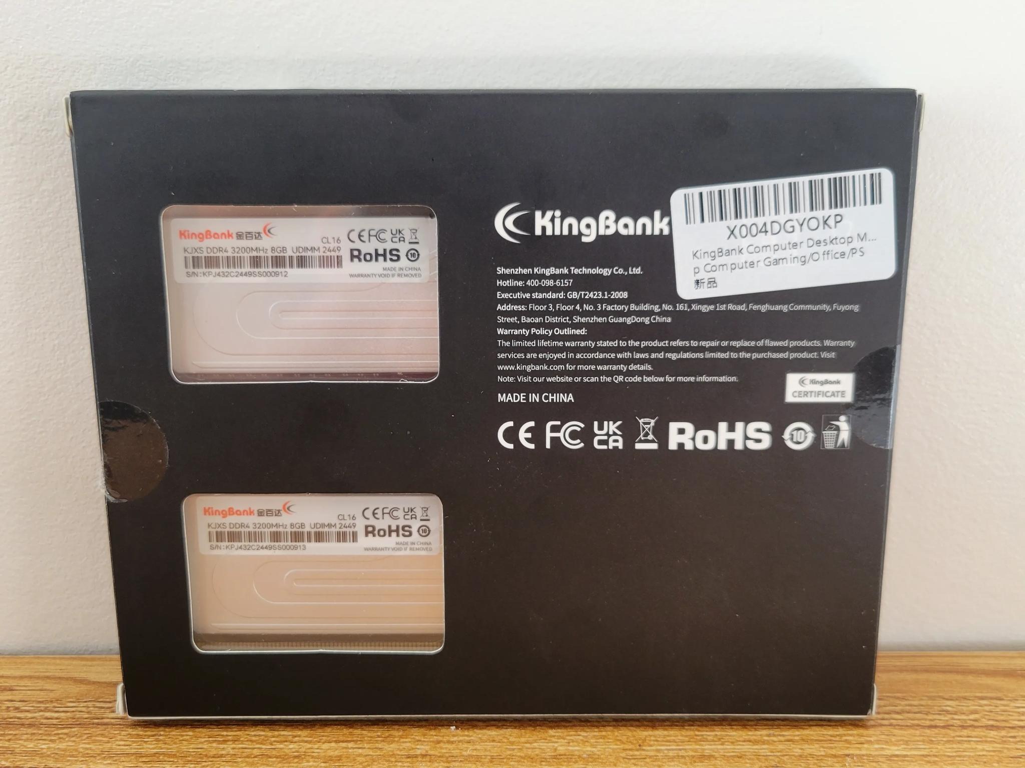 Silver Kingbank RAM 2x8gb 3200mHz DDR4