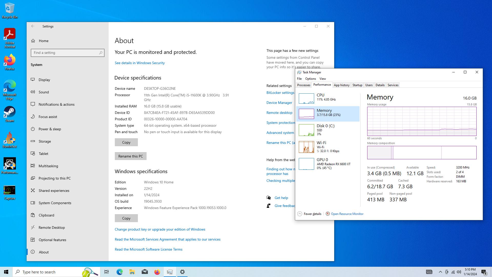 GamerSxin Custom 6600 XT 11600K 16GB 3200mhz 1TB NVMe