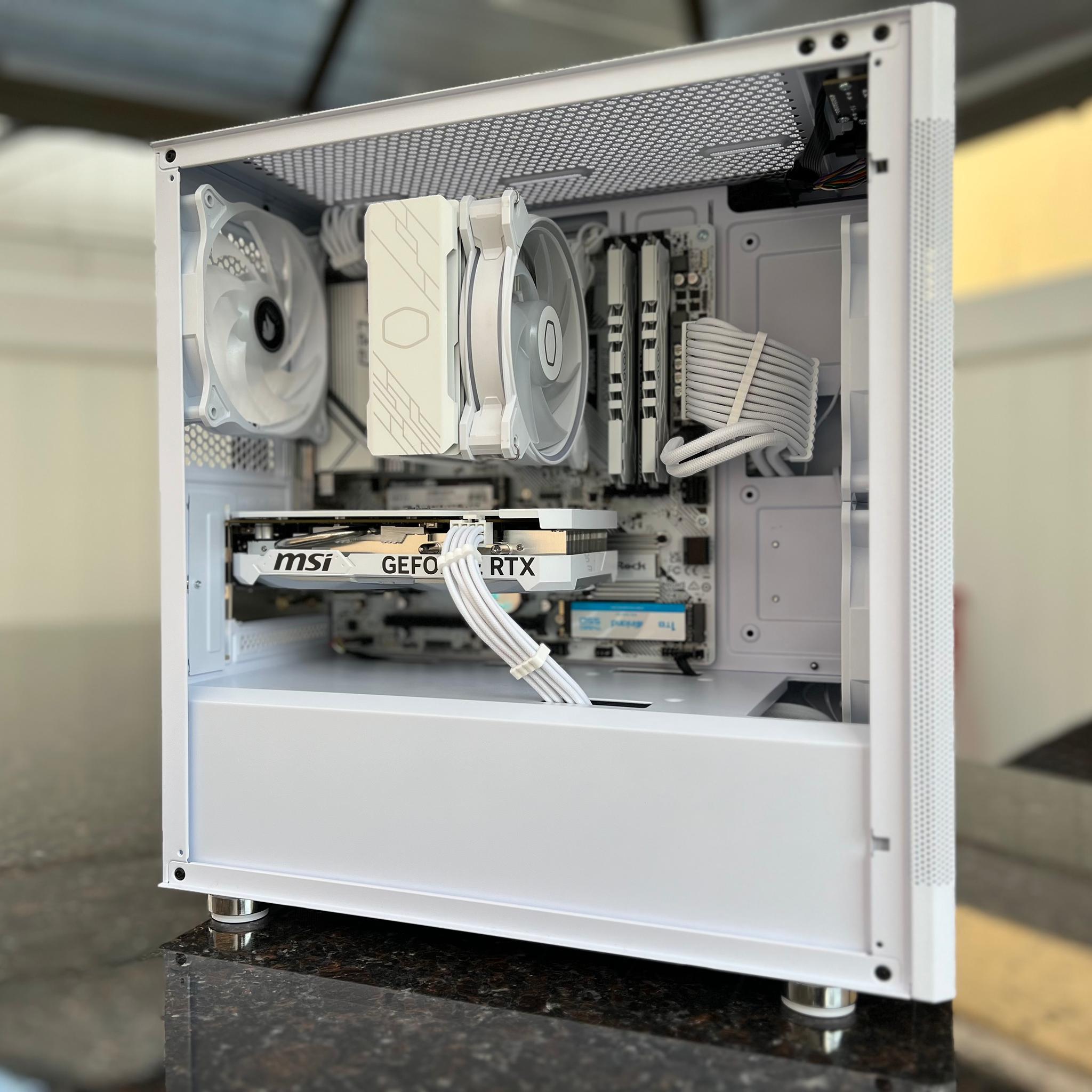 All White Gaming PC Ryzen 5 5600/RTX 4060 8GB/1.5 TB NVME SSD/32 GB RAM 3200 DDR4