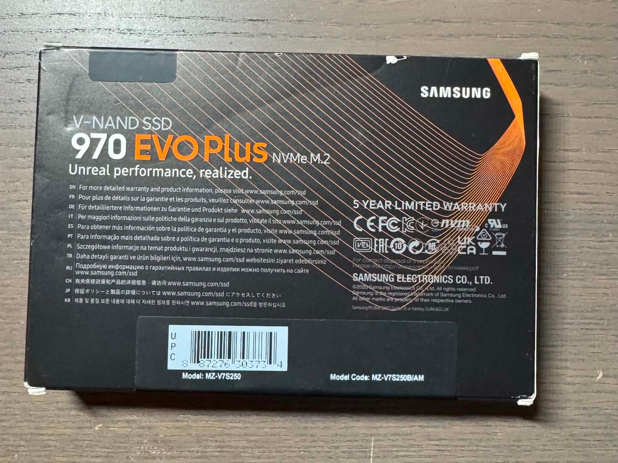 Samsung 970 EVO Plus SSD 250GB M.2 NVMe V-NAND SSD (MZ-V7S250B/AM)