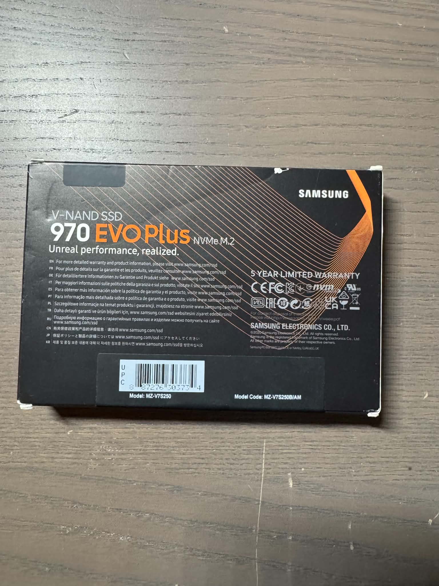 Samsung 970 EVO Plus SSD 250GB M.2 NVMe V-NAND SSD (MZ-V7S250B/AM)