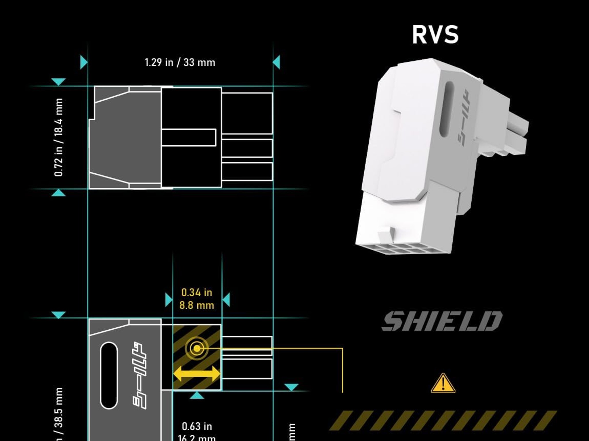 EZDIY-FAB Shield Series 8-Pin PCIe GPU Power Adapter 90-Degree Angled Connector Reverse Type White