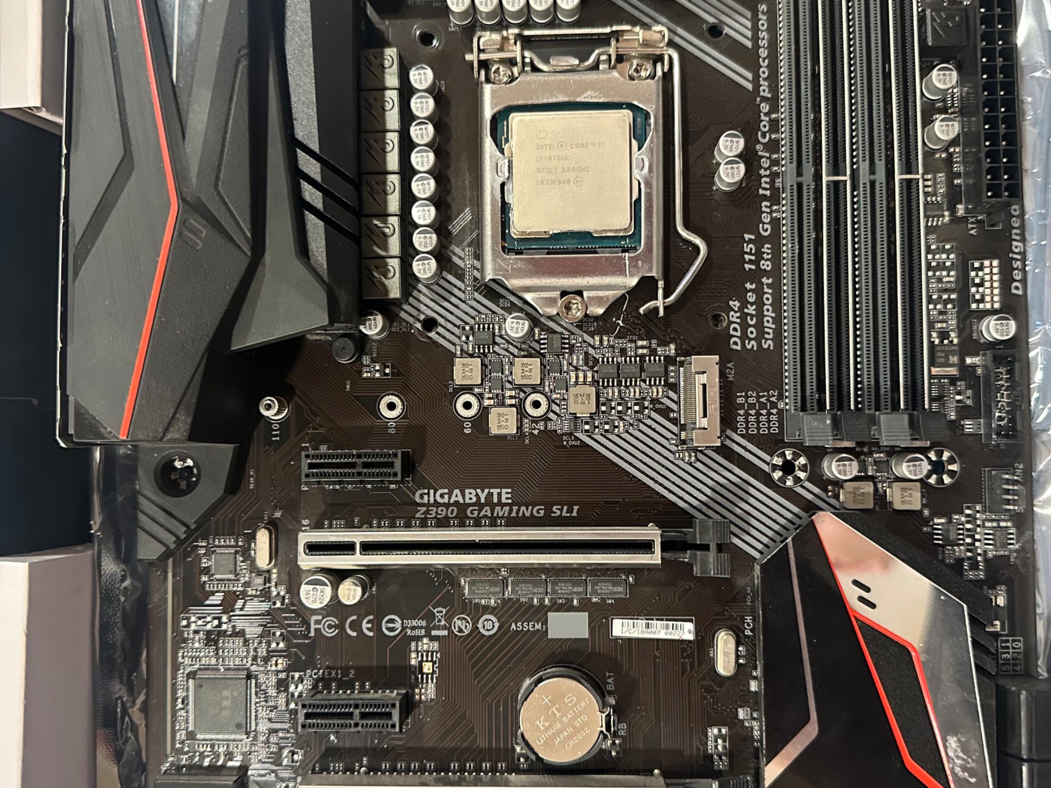 Intel Core I7-9700K and Gigabyte Z390 Gaming SLI