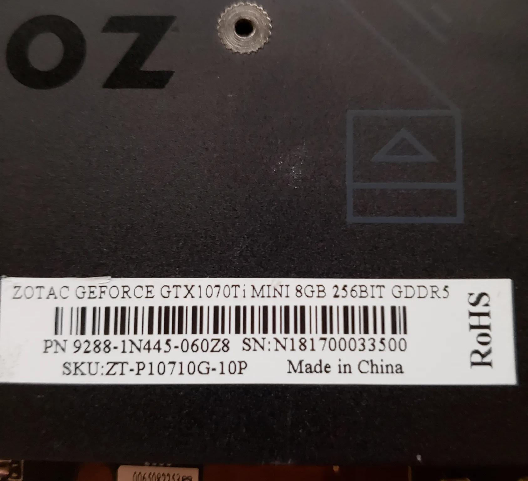 Zotac GTX 1070 Ti Mini 8GB graphics card