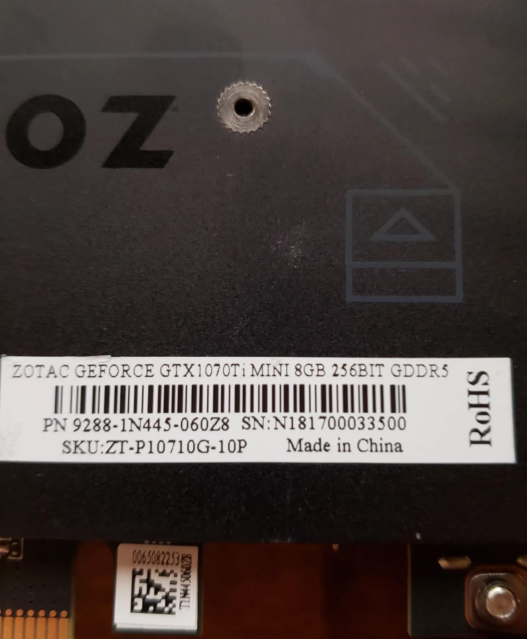 Zotac GTX 1070 Ti Mini 8GB graphics card