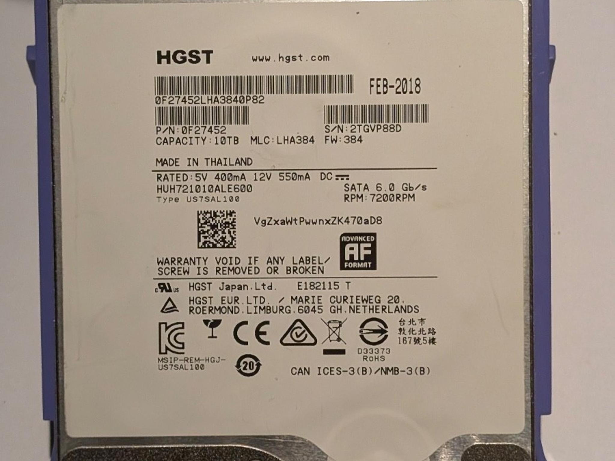 10TB HGST Ultrastar HC510 HUH721010ALE600