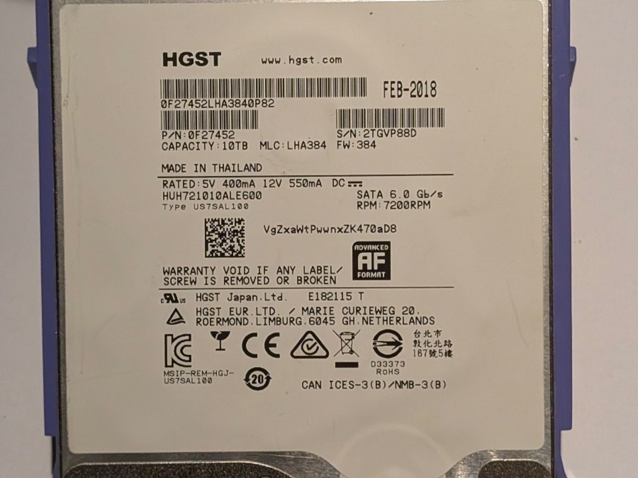 10TB HGST Ultrastar HC510 HUH721010ALE600