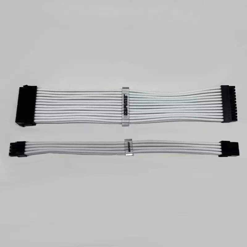 Power Supply Modular Extension Cable for 24 Pin and 6+2 GPU Bundle White