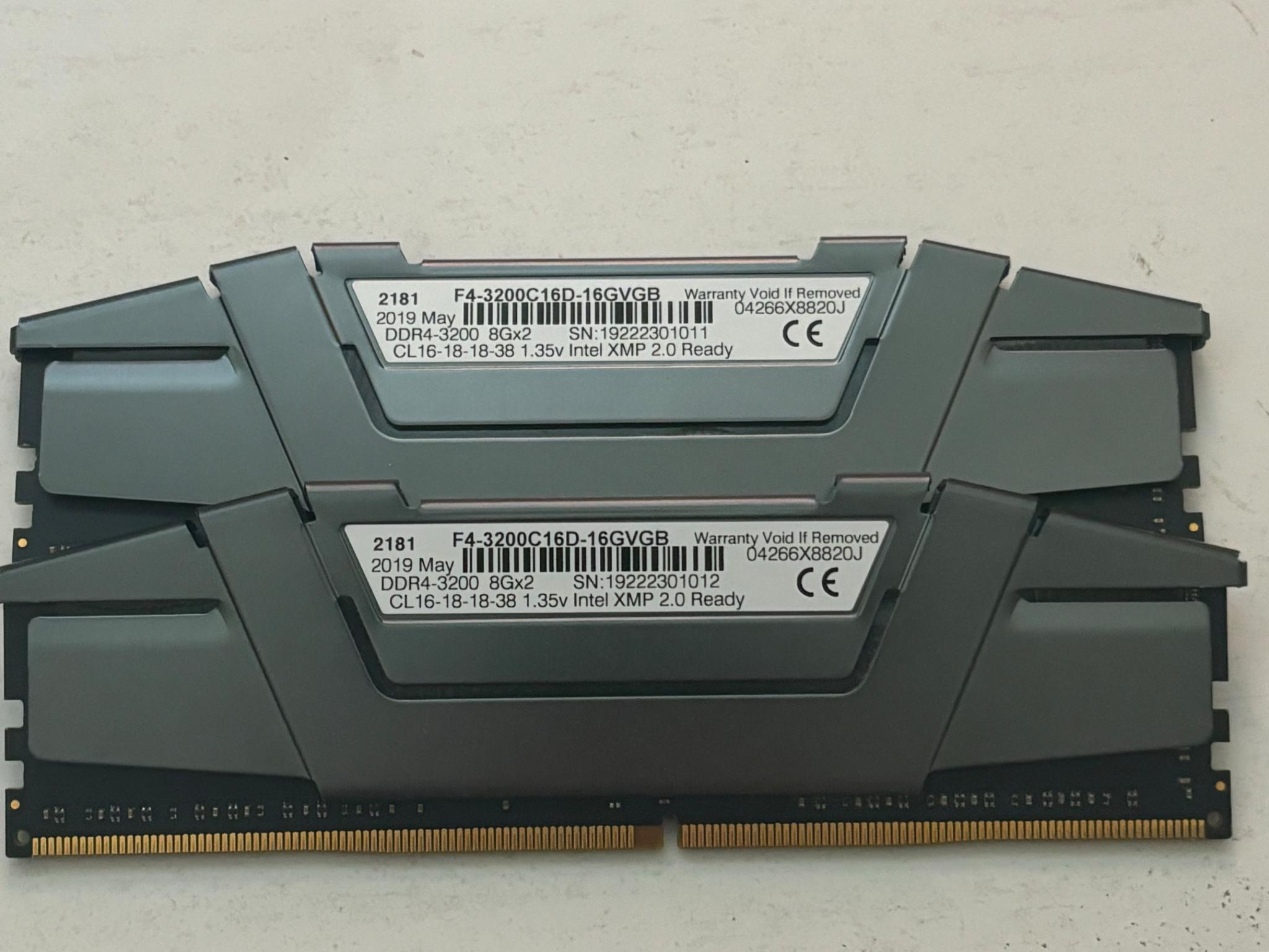 16GB (2x8) 3200MHz G.Skill Ripjaws