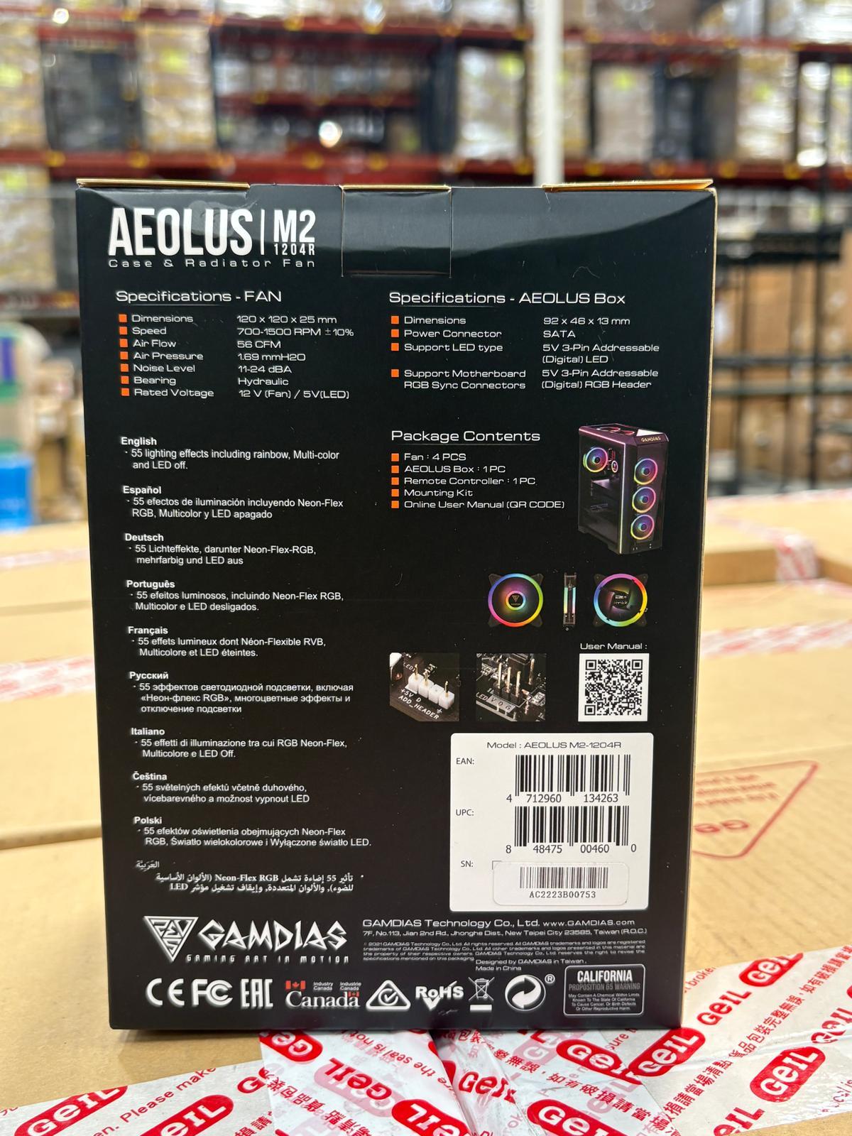 Brand New In Box - FAN | GAMDIAS 120mm X4 Fan RGB AEOLUS M2-1204R