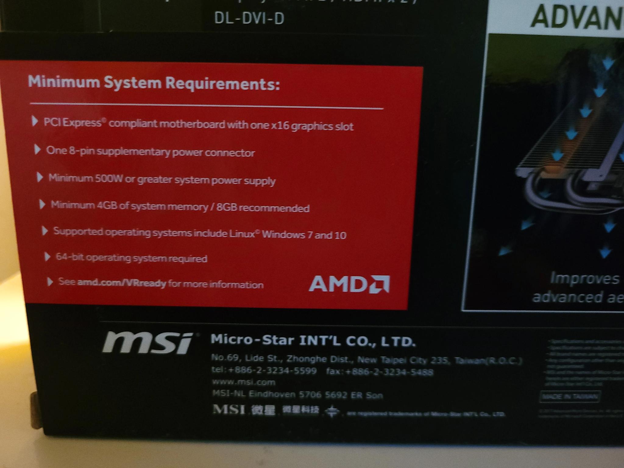 MSI ARMOR OC Radeon RX 580 8 GB GDDR5