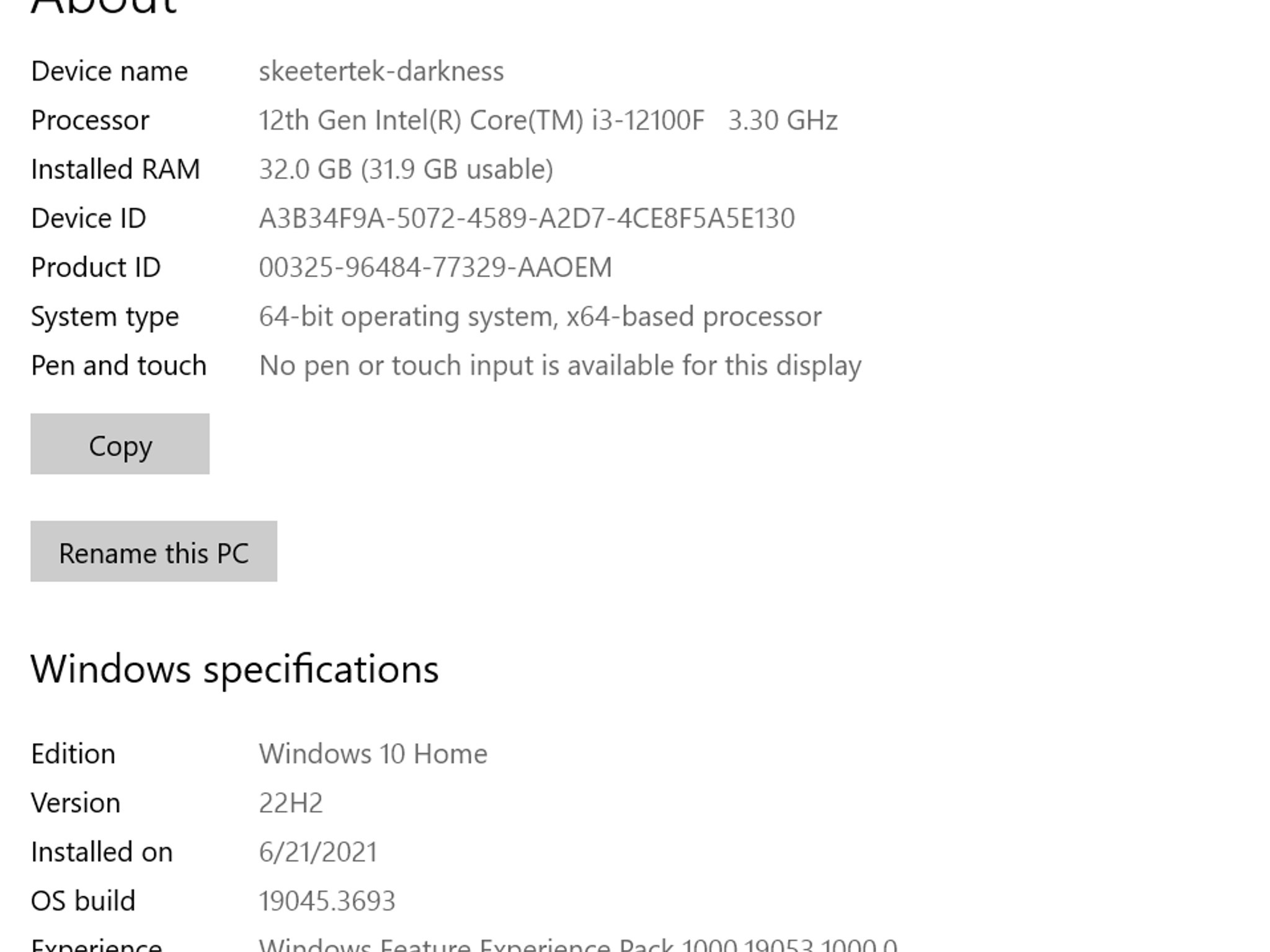 Dark Mist II-i3 12100F, RTX 3060TI, 1.25 Tb SSDs, 32Gb DDR4