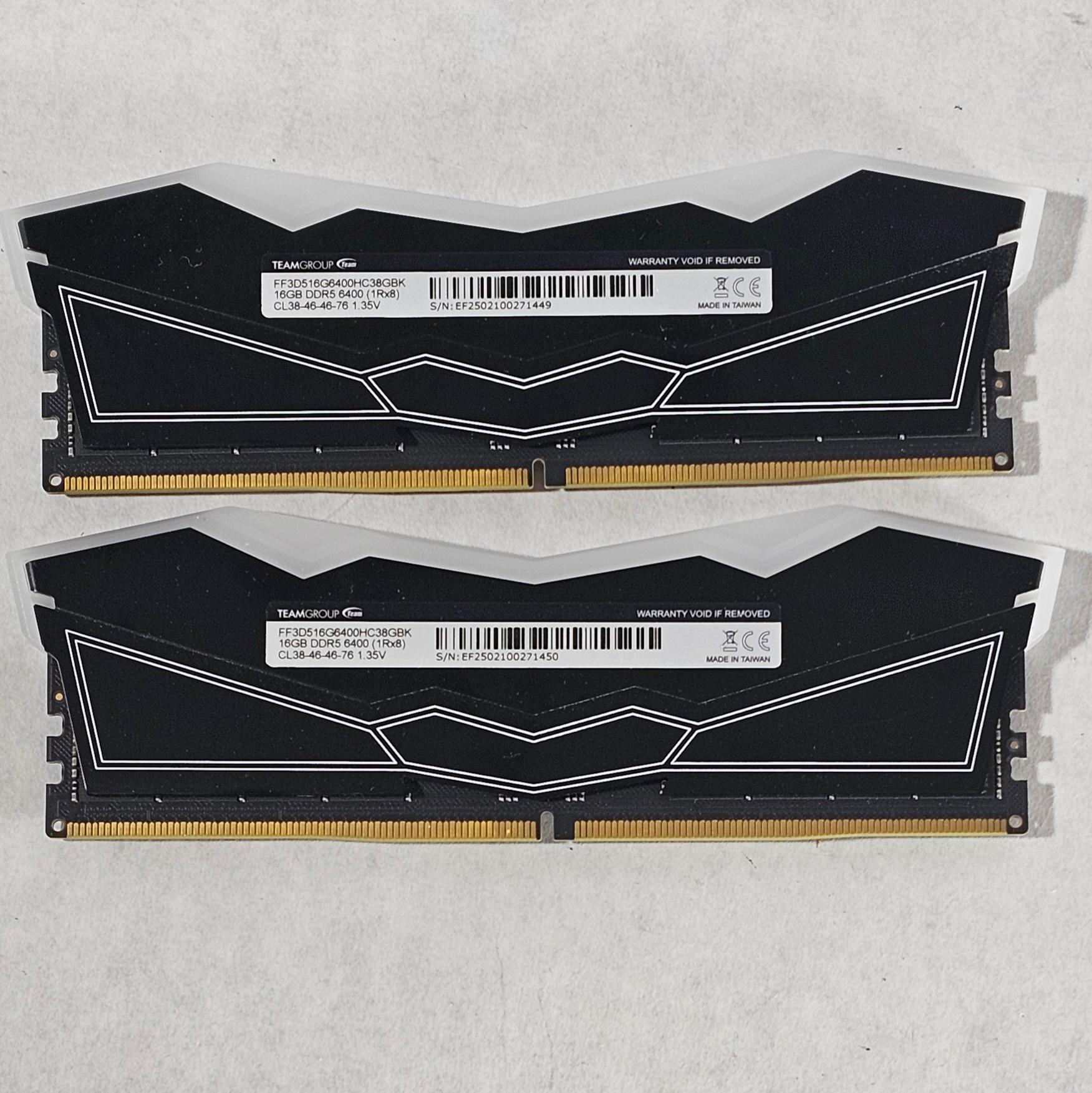 32GB DDR5 (2x16GB) CL38 6400MT/s TeamGroup T-Force Delta RGB