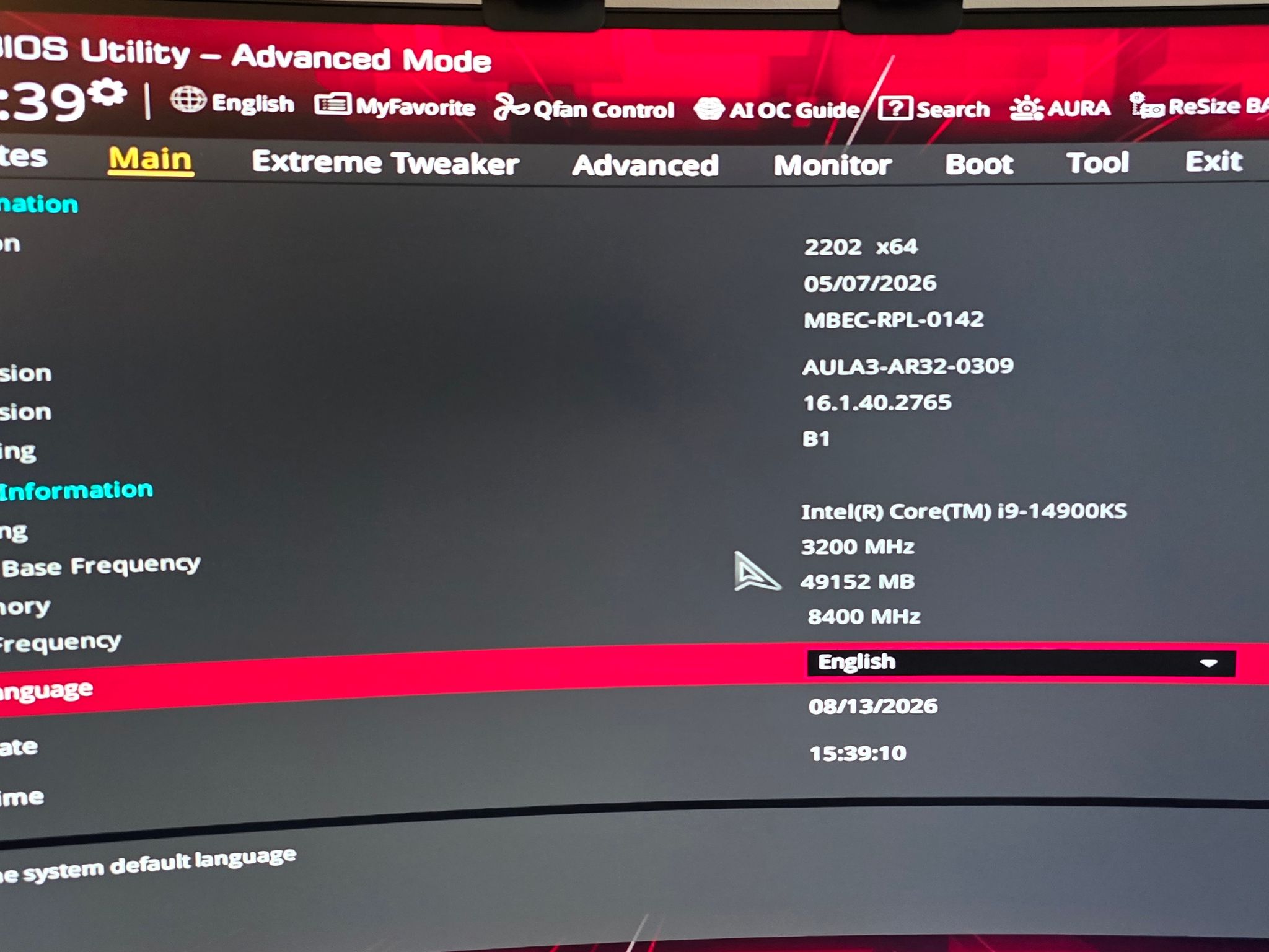 ASUS ROG MAXIMUS APEX ENCORE Z790 w/ Intel 14900KS & G.SKILL 48GB DDR5-8400