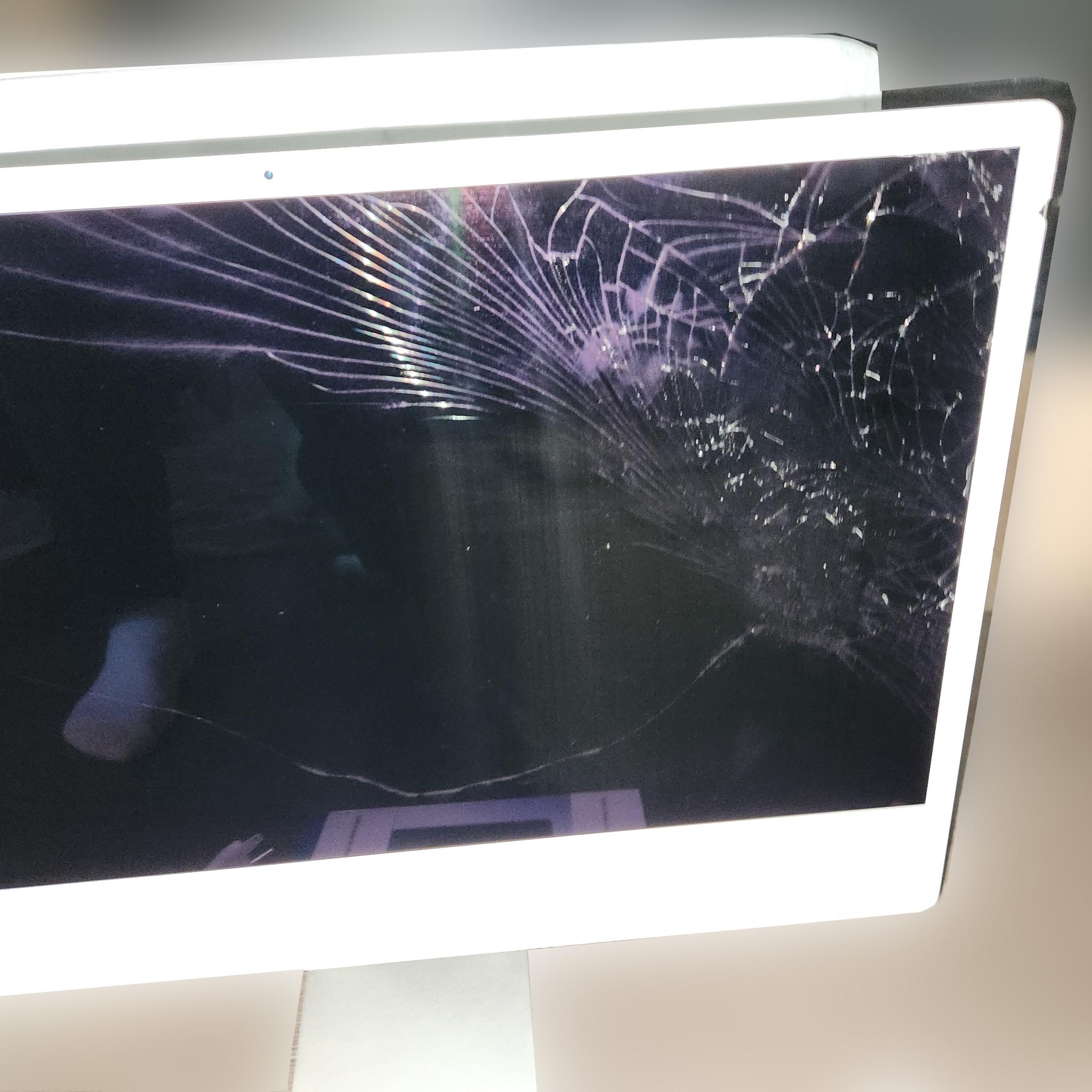 iMac 24" desktop computer damaged screen