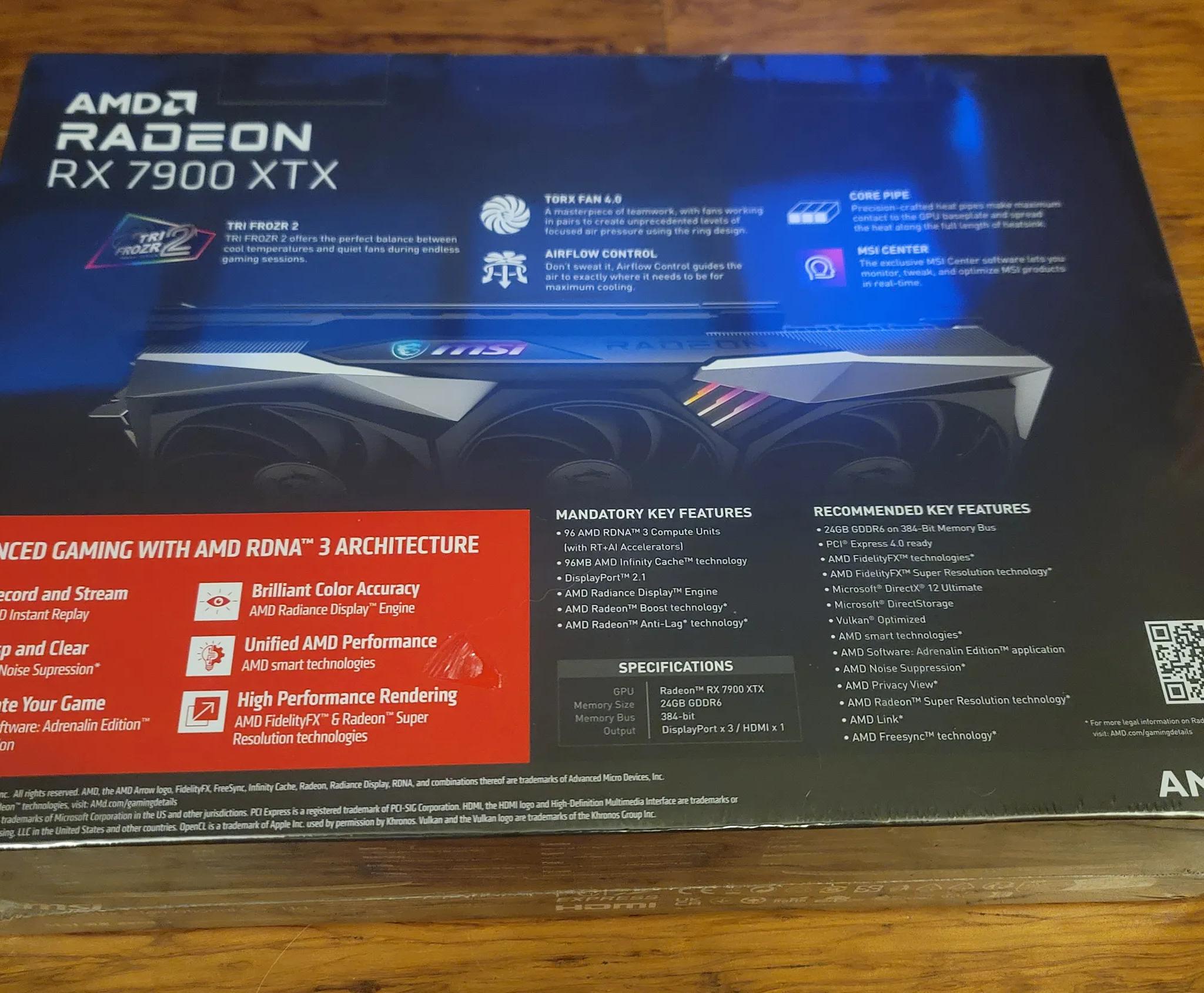 MSI GAMING TRIO CLASSIC Radeon RX 7900 XTX 24 GB Video Card GPU