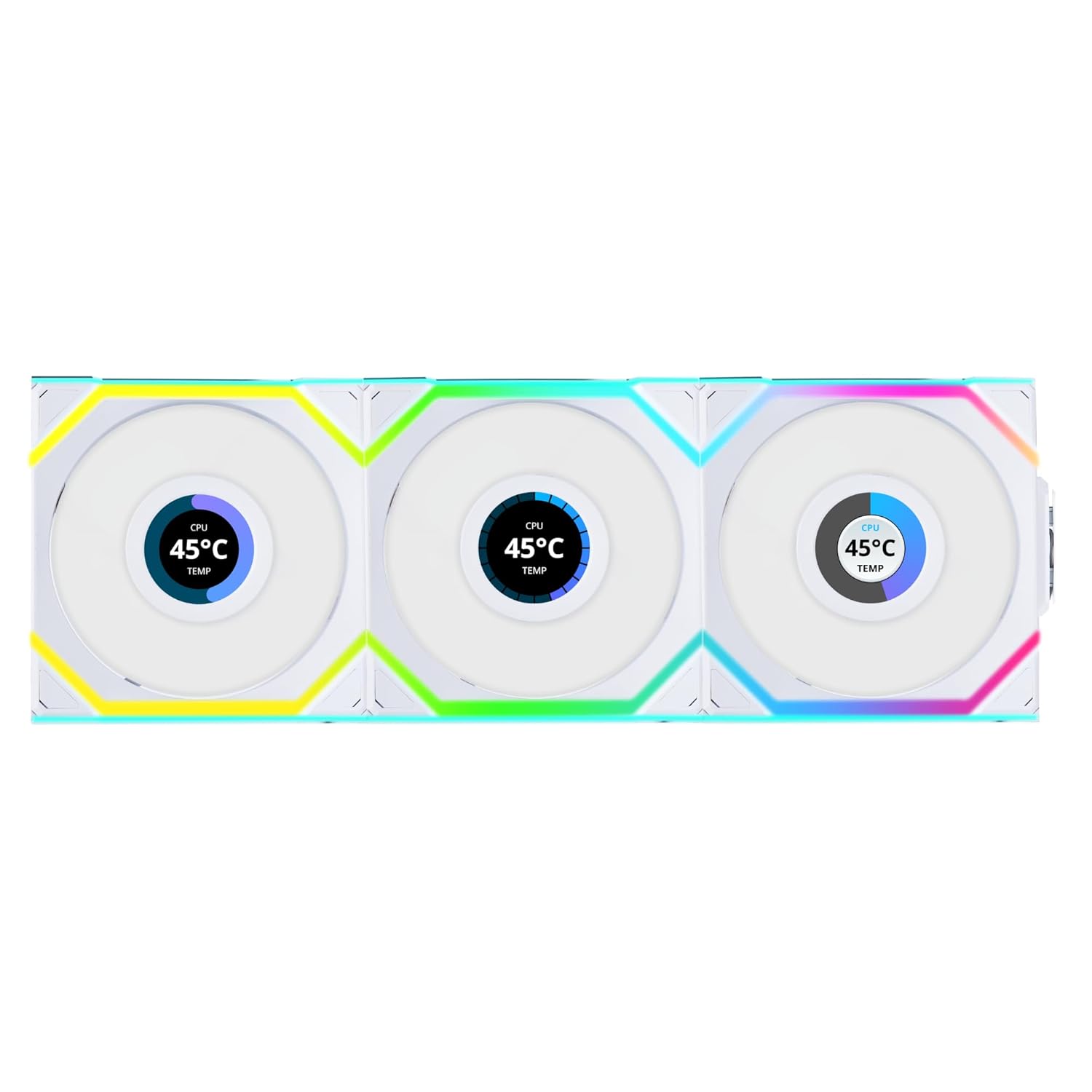 5 Lian Li LCD Screen Fans 3 Lian Li Non LCD Infinity Fans