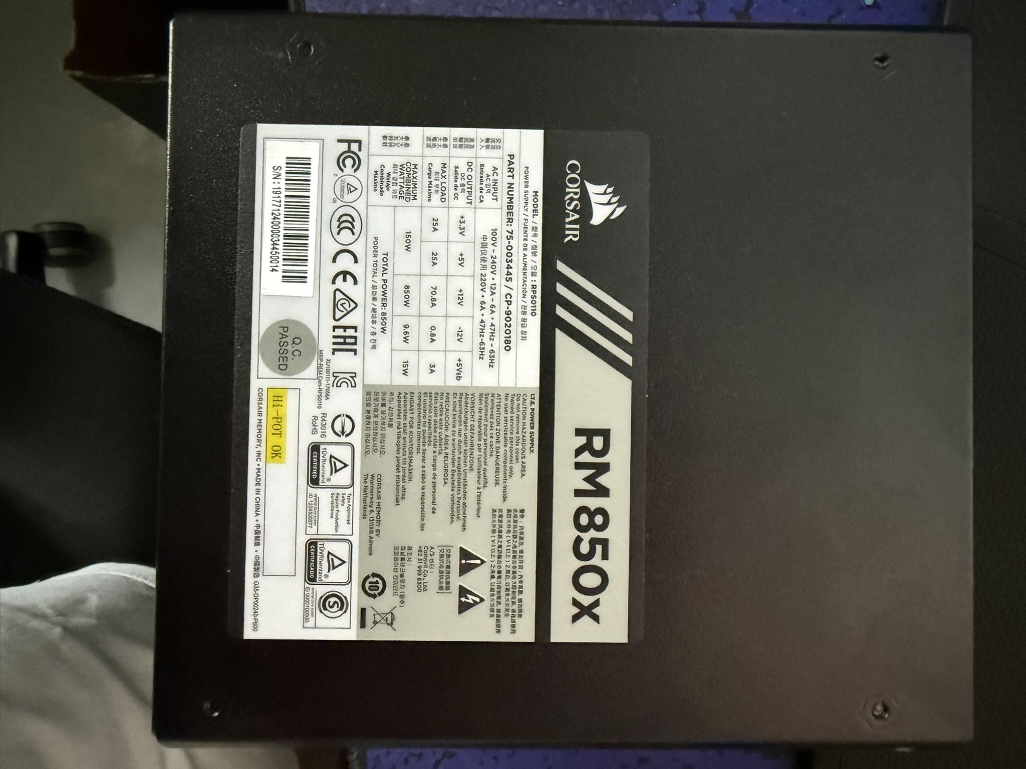 RM850x Modular Power Supply Used