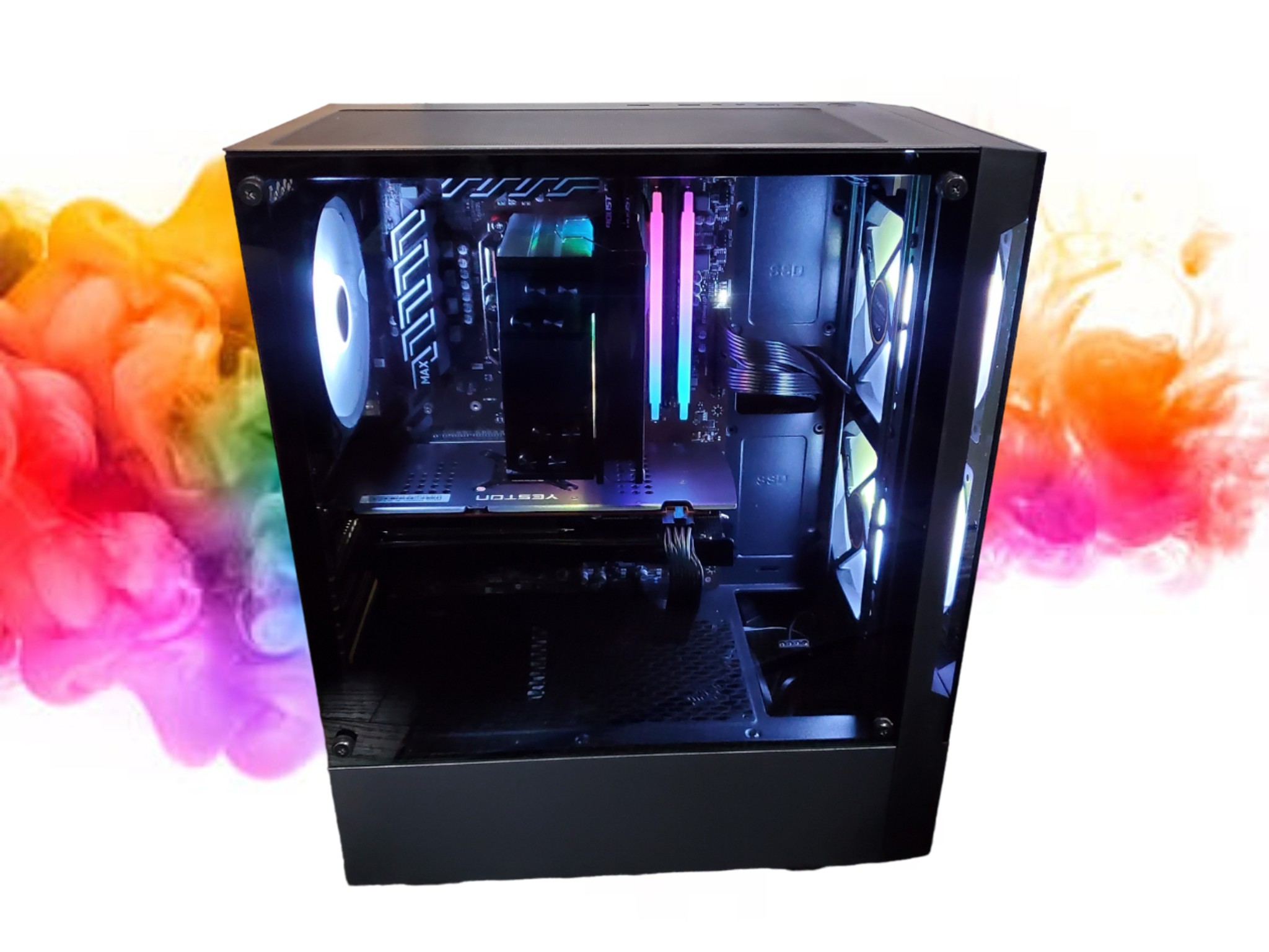 SALE: RX 6600 XT + Ryzen 5 + 16GB RGB RAM + 512GB SSD Storage + 4 RGB Fans ( Black RGB Gaming PC )