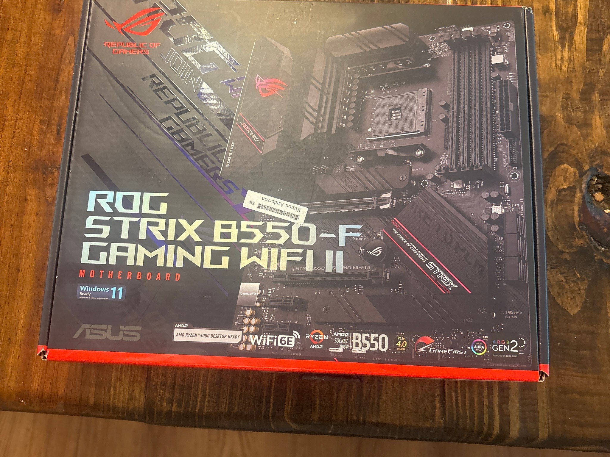 Used but good condition Rog motherboard and Ryzen 5 5500 CPU with stock AMD cooler