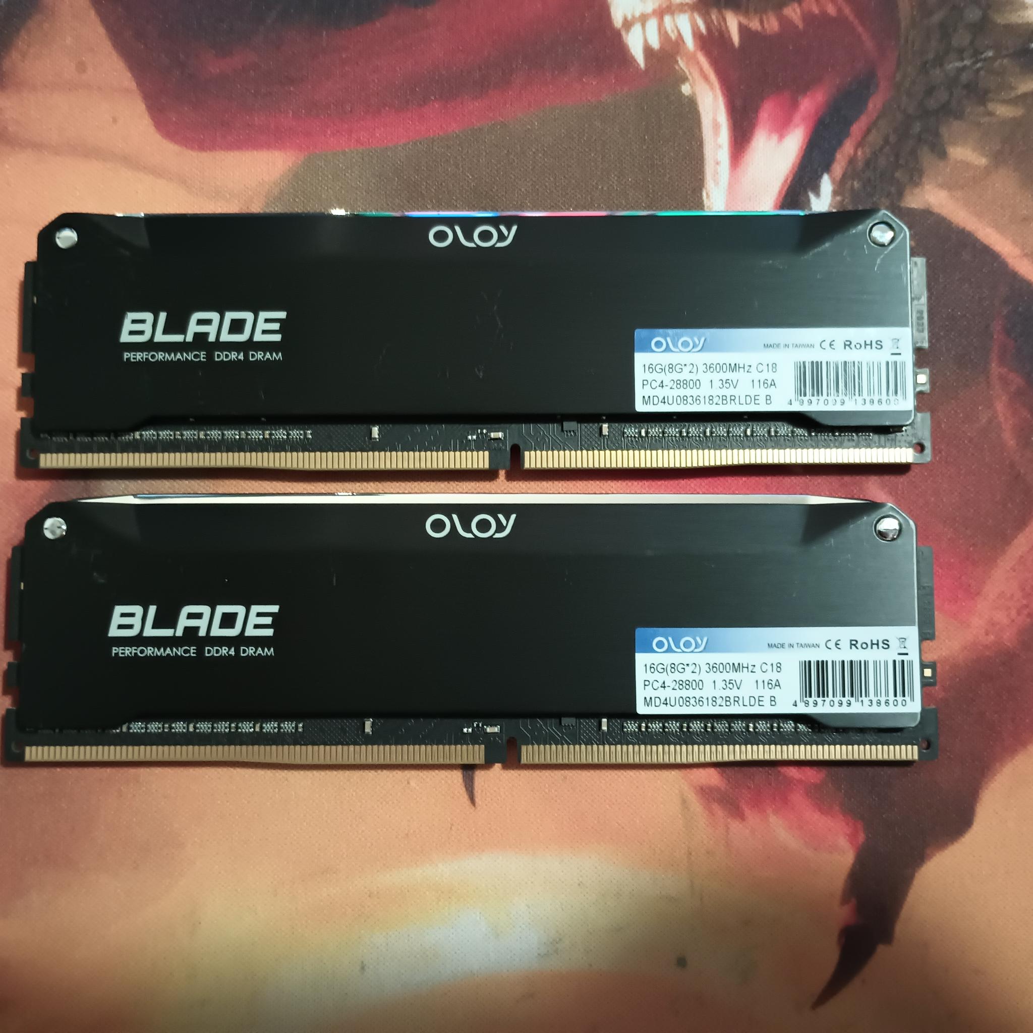 OLOy DDR4 RAM 16GB (2x8GB) Black Hairline Blade 3600 MHz CL18