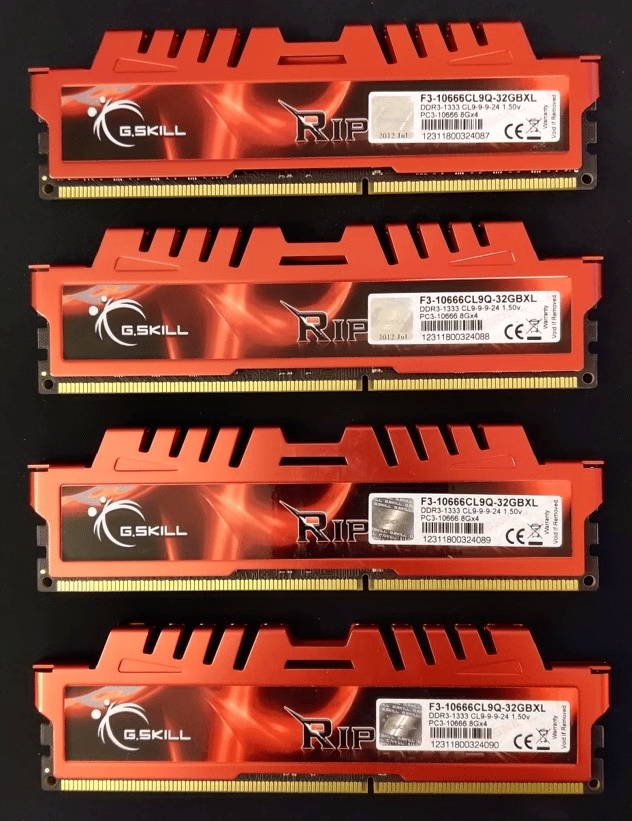G.Skill RipJawsX 32GB(4x8GB) DDR3 1333MHz CL9 RAM