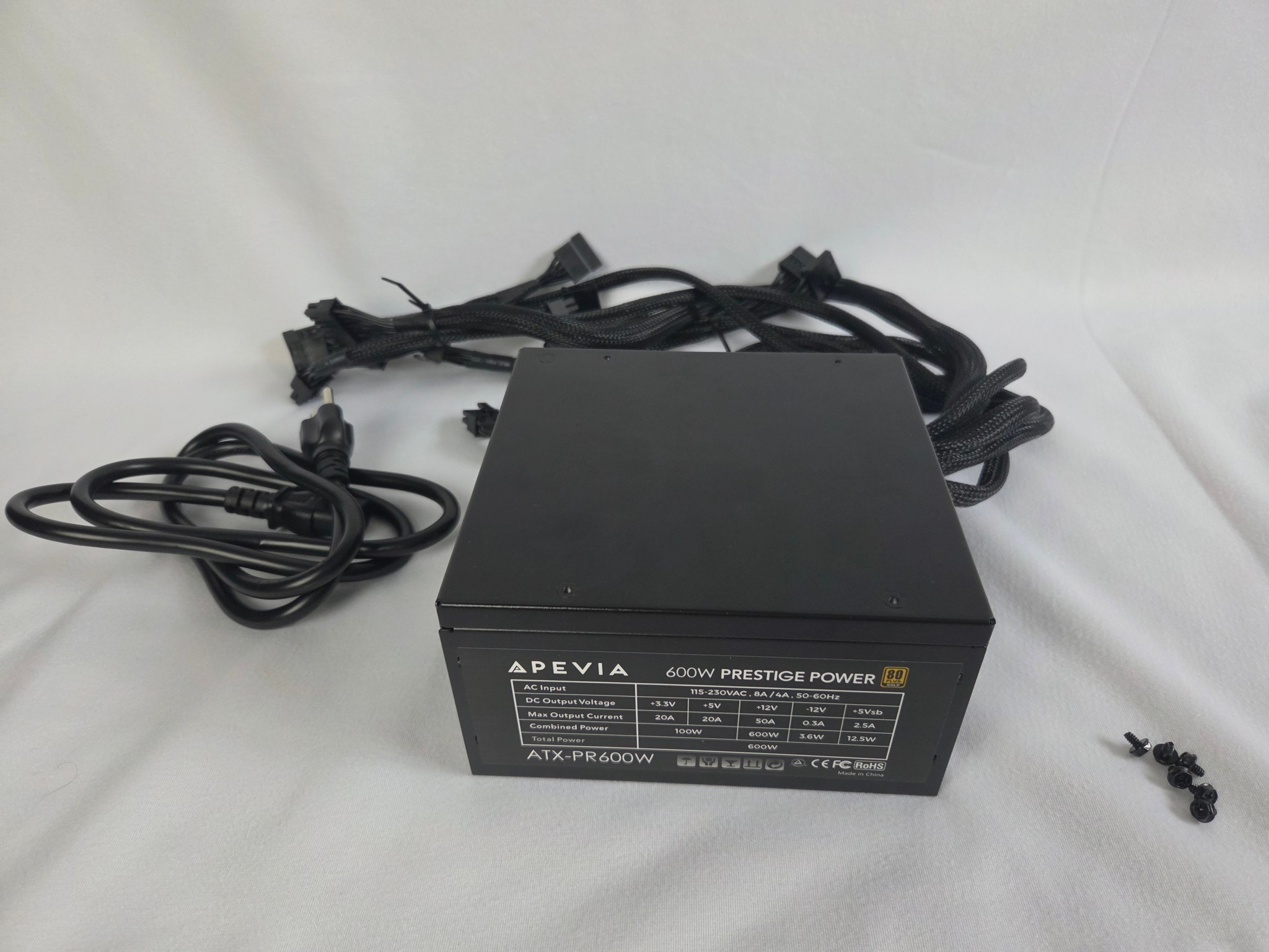 Apevia ATX-PR600W PC Power Supply 80+ Gold Certified Non-modular