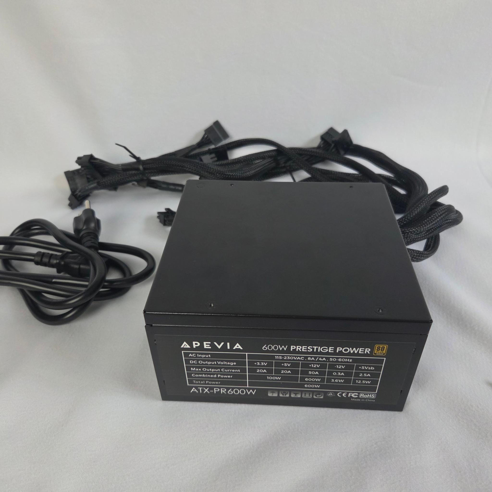Apevia ATX-PR600W PC Power Supply 80+ Gold Certified Non-modular