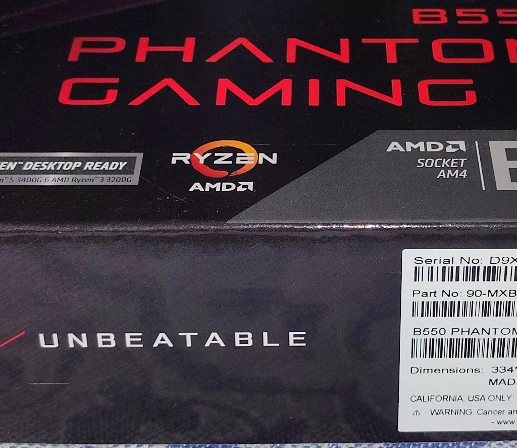 ASRock B550 Phantom Gaming 4 Motherboard + WiFi/Bluetooth card AM4 ATX