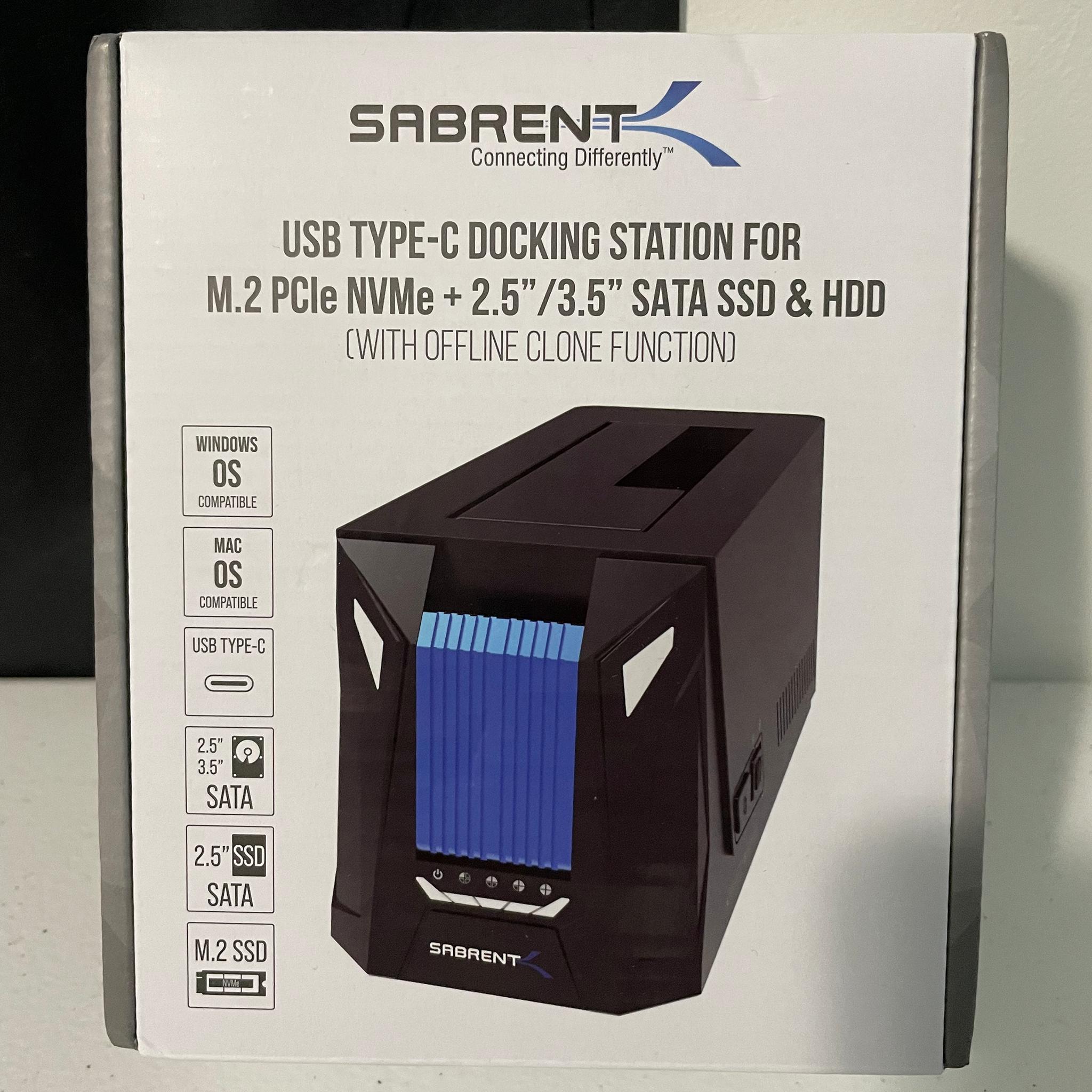 SABRENT(DS-UNHC) Docking Station: M.2 PCIe/NVMe & SATA 2.5/3.5-Inch SSD/HDD