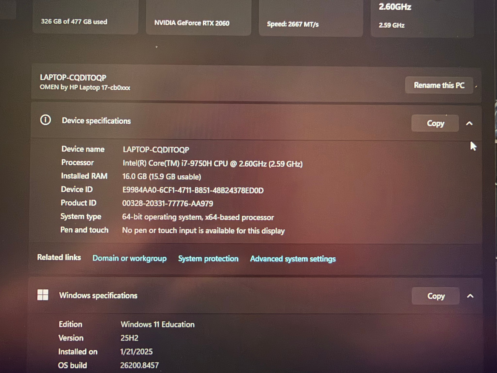 HP Omen 16 Gaming Laptop RTX 2060 16GB RAM 512GB SSD READ DESCRIPTION