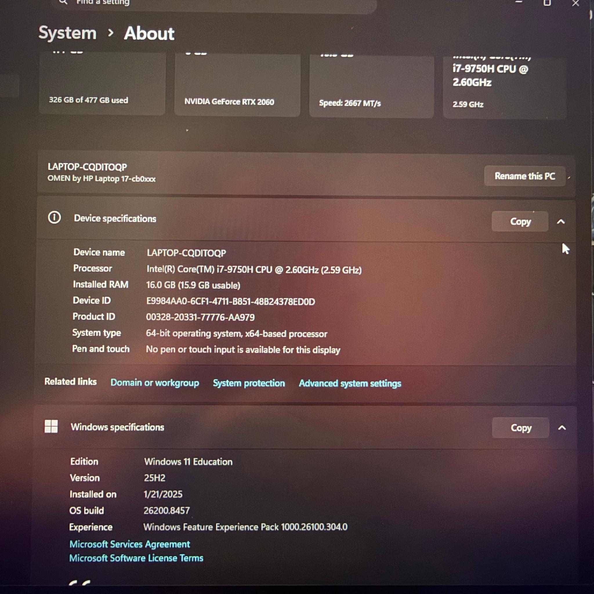 HP Omen 16 Gaming Laptop RTX 2060 16GB RAM 512GB SSD READ DESCRIPTION