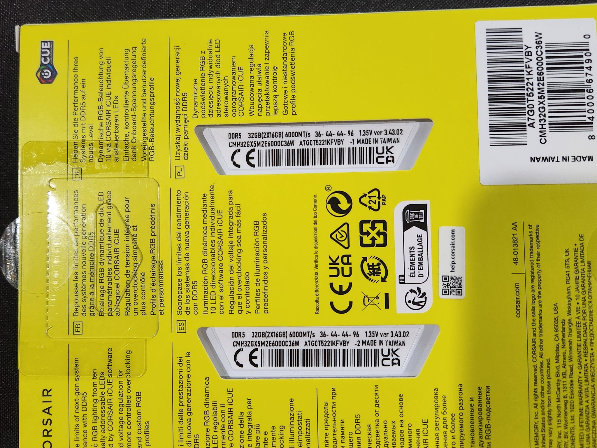 CORSAIR Vengeance RGB DDR5 RAM 32GB (2x16GB) Up to 6000MHz CL36