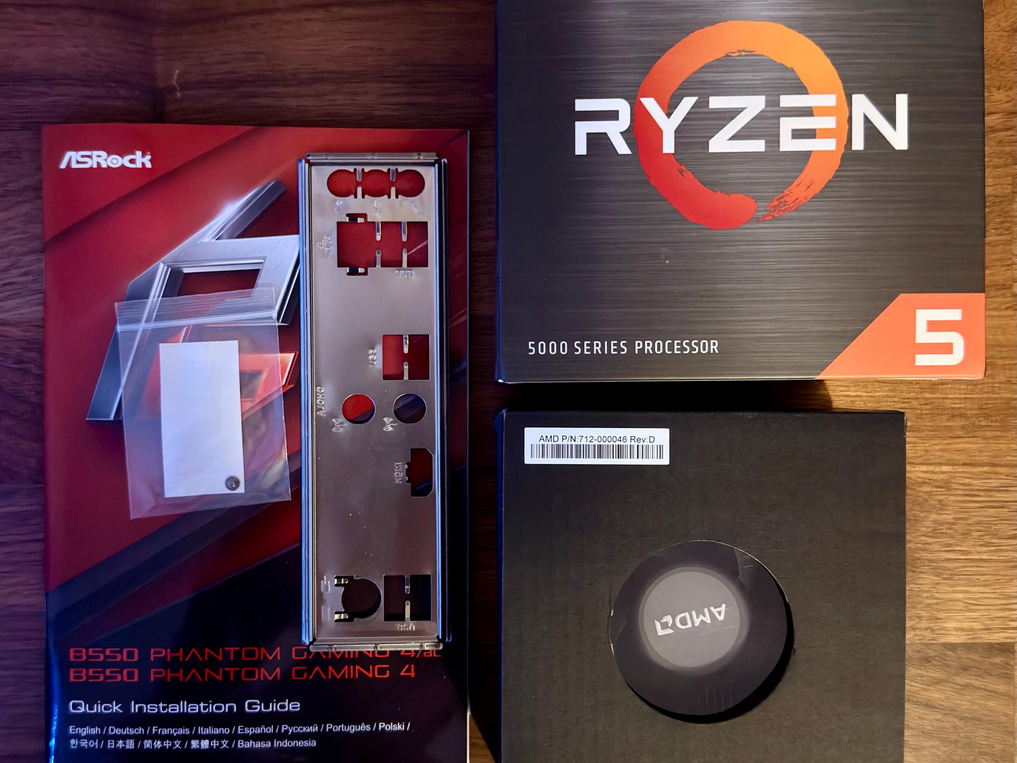 CPU + Mobo + RAM | AMD Ryzen 5 5500, ASRock B550 Phantom Gaming 4, 16GB DDR4, AMD Wraith Stealth