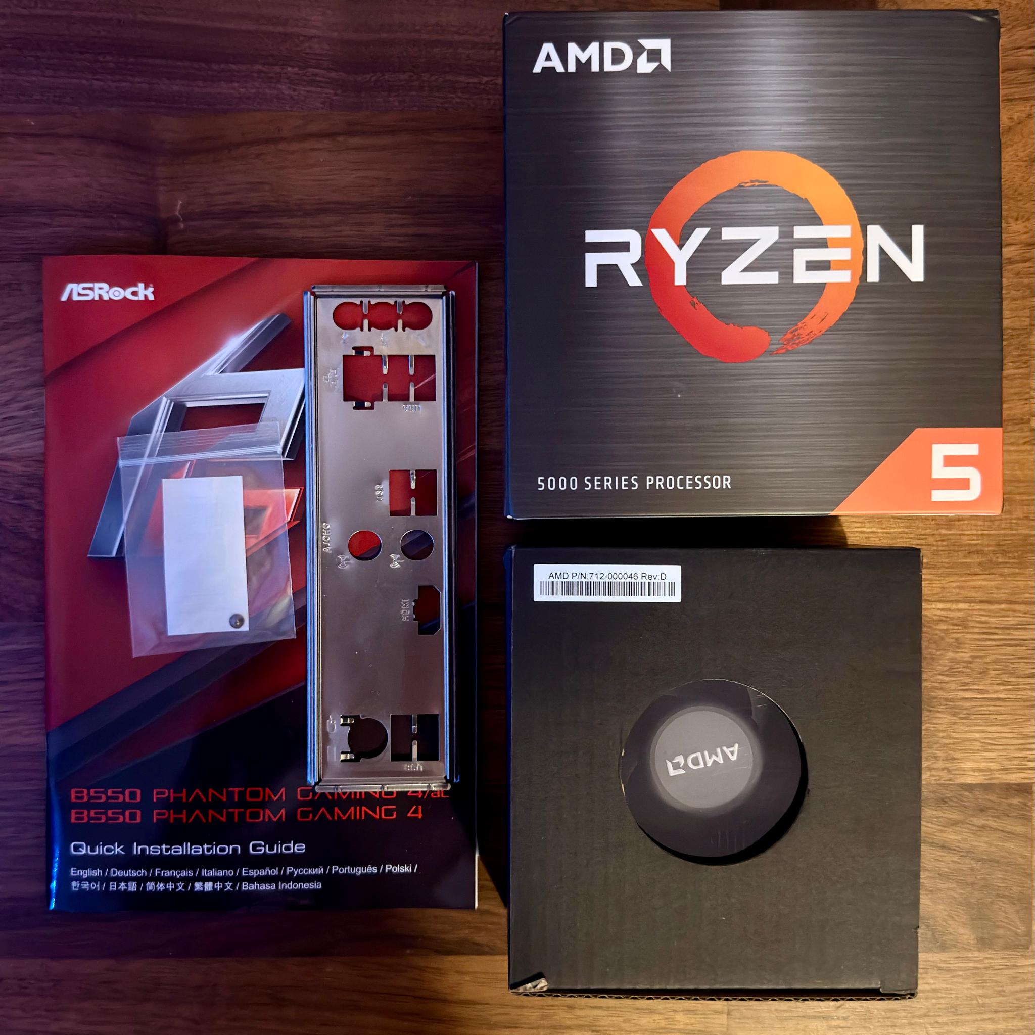 CPU + Mobo + RAM | AMD Ryzen 5 5500, ASRock B550 Phantom Gaming 4, 16GB DDR4, AMD Wraith Stealth