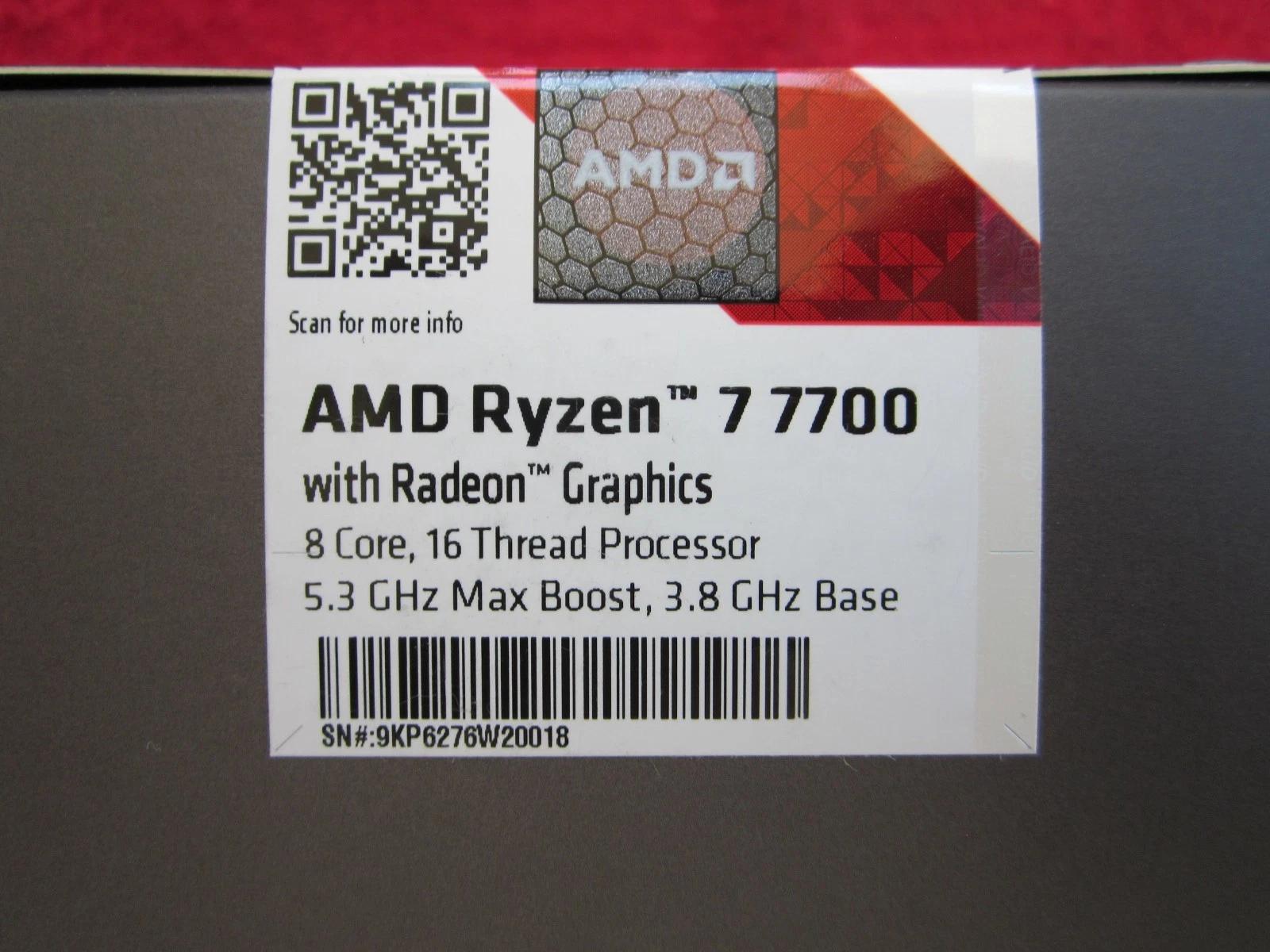 NEW! AMD Ryzen 7 7700 - 8-Core 3.8/5.3 GHz AM5 CPU w/Wraith Prism RGB Cooler
