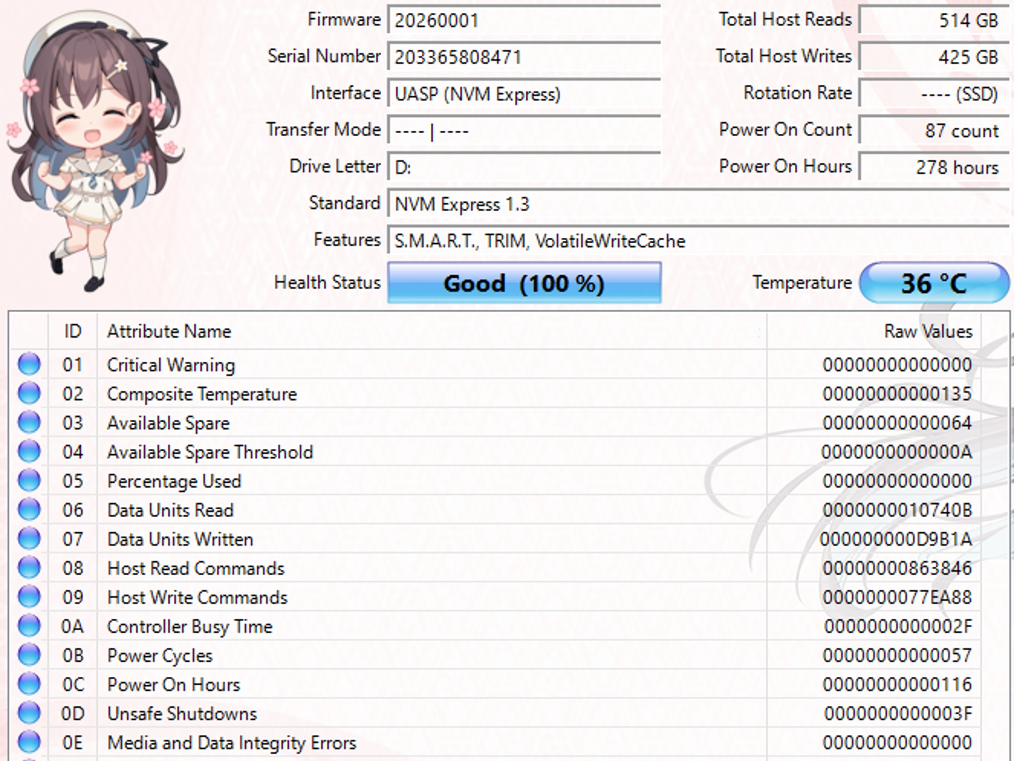 WD SN520 128GB NVMe SSD Tested Working 100% Health Low Hours