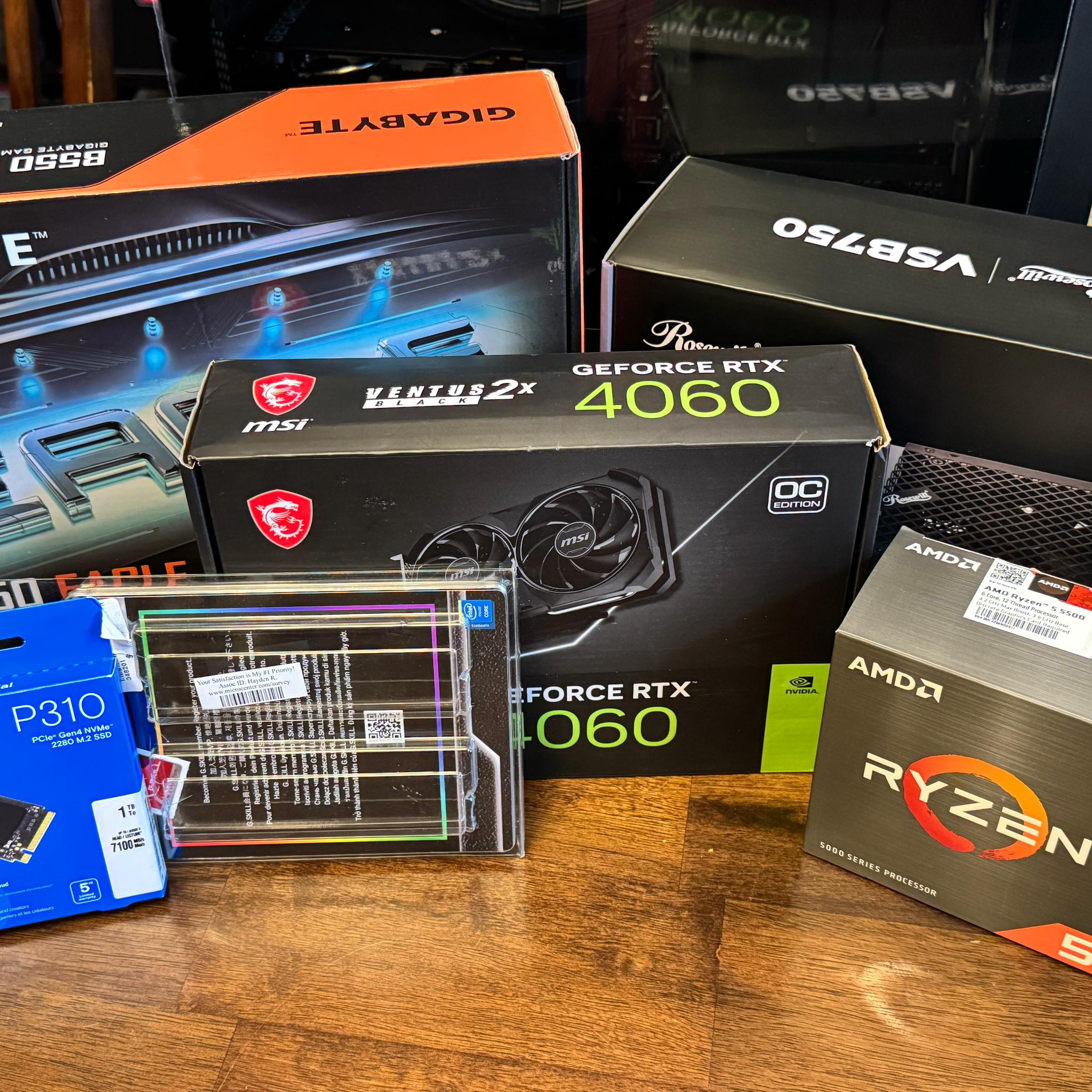 'ALL NEW PARTS' PC with AMD RYZEN 5 5500 & RTX 4060 8GB