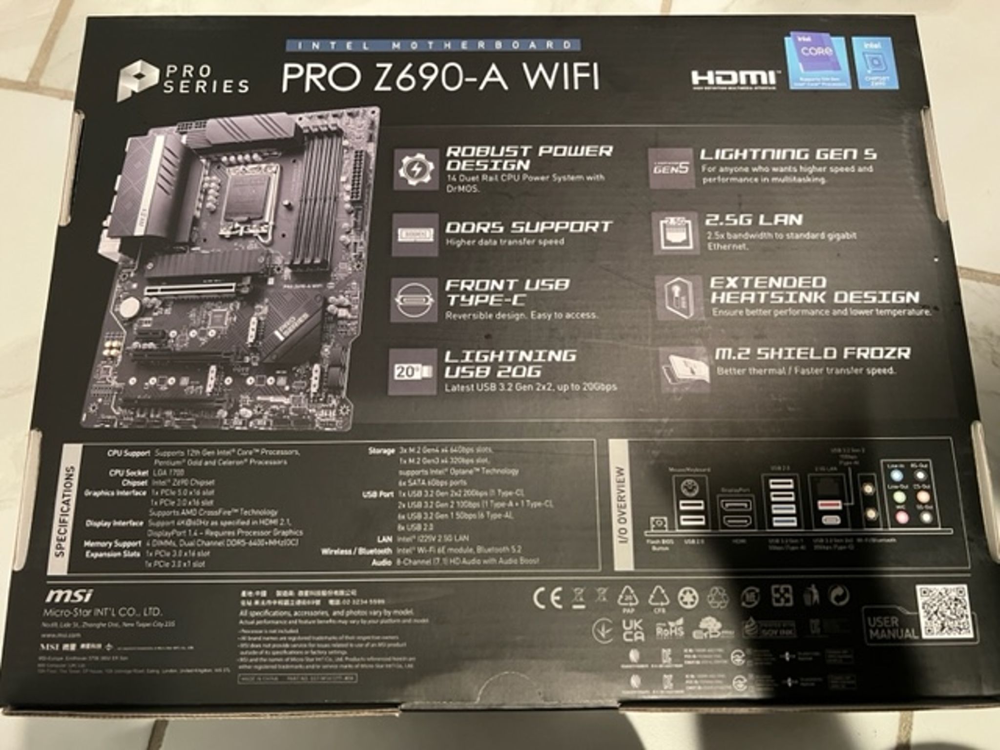 MSI Z690-A PRO WiFi DDR5 Intel LGA 1700 ATX Motherboard