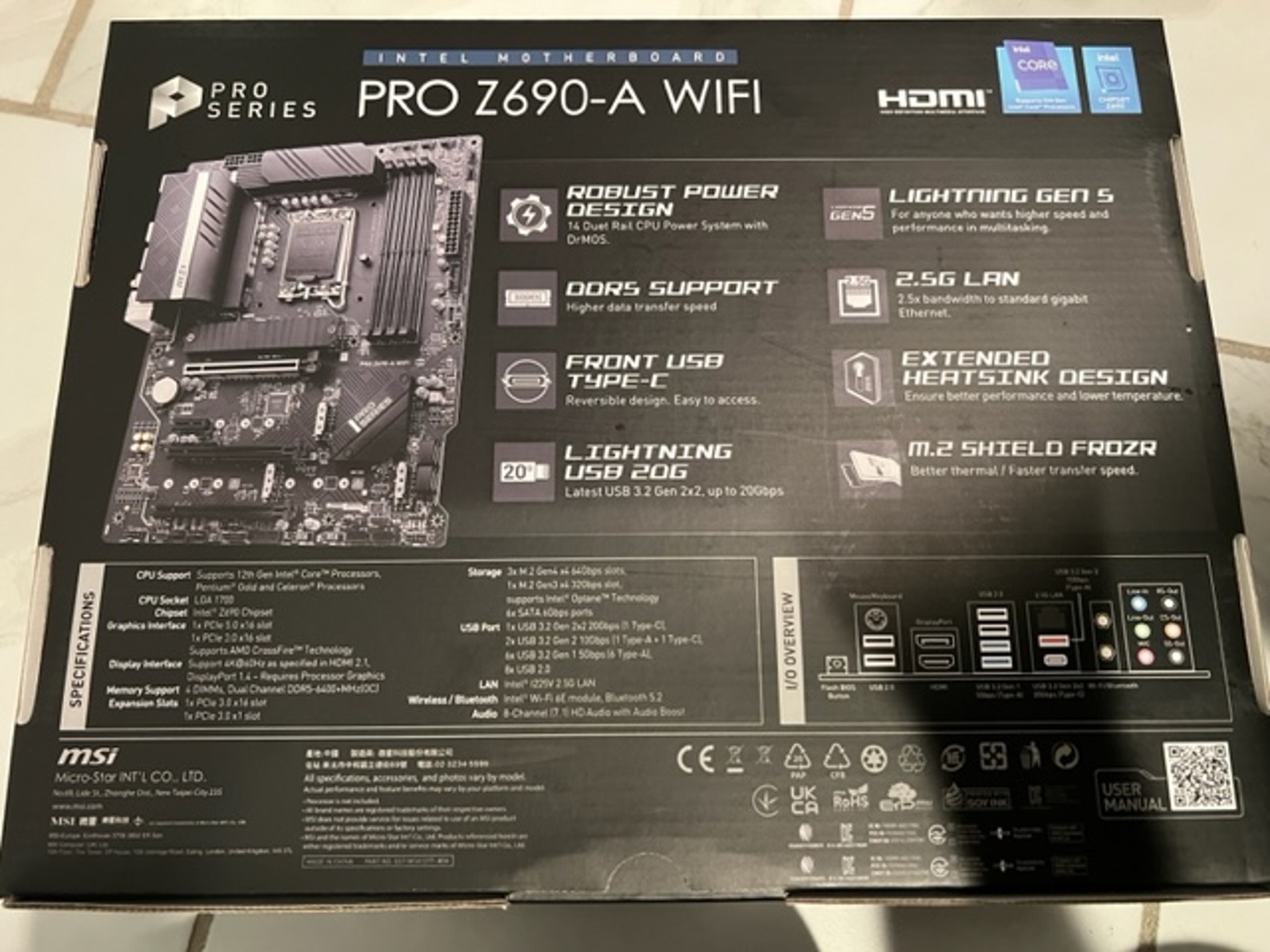 MSI Z690-A PRO WiFi DDR5 Intel LGA 1700 ATX Motherboard