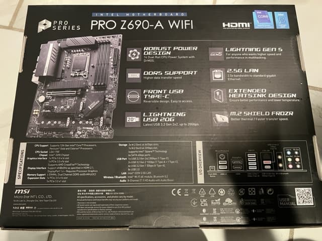 MSI Z690-A PRO WiFi DDR5 Intel LGA 1700 ATX Motherboard