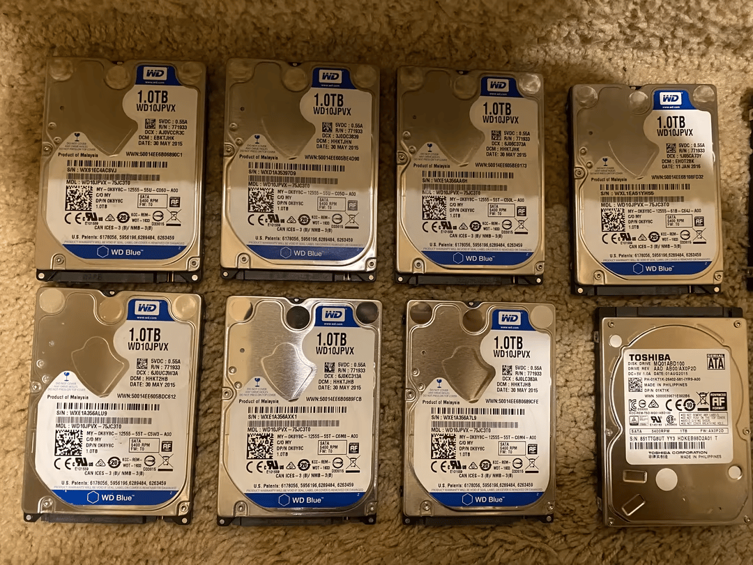 Lot of 11 x 1TB 2.5” HDDs - Wiped All Drives
