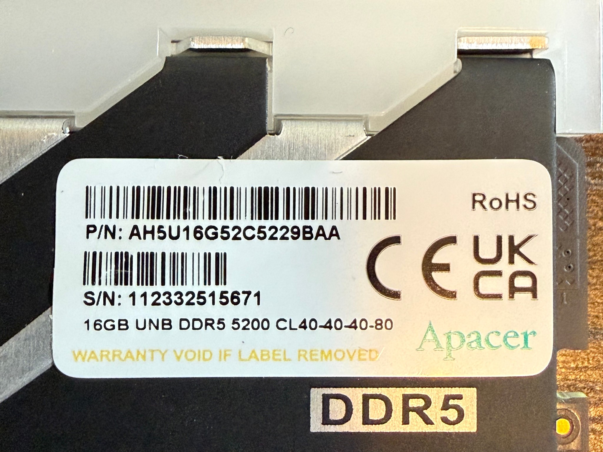 Apacer Panther 16GB (1x16GB) RAM DDR5 5200MHz CL40 RGB