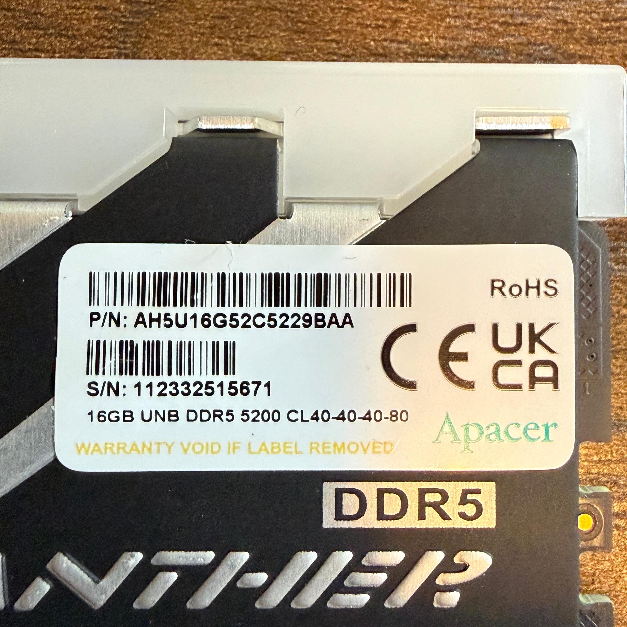Apacer Panther 16GB (1x16GB) RAM DDR5 5200MHz CL40 RGB