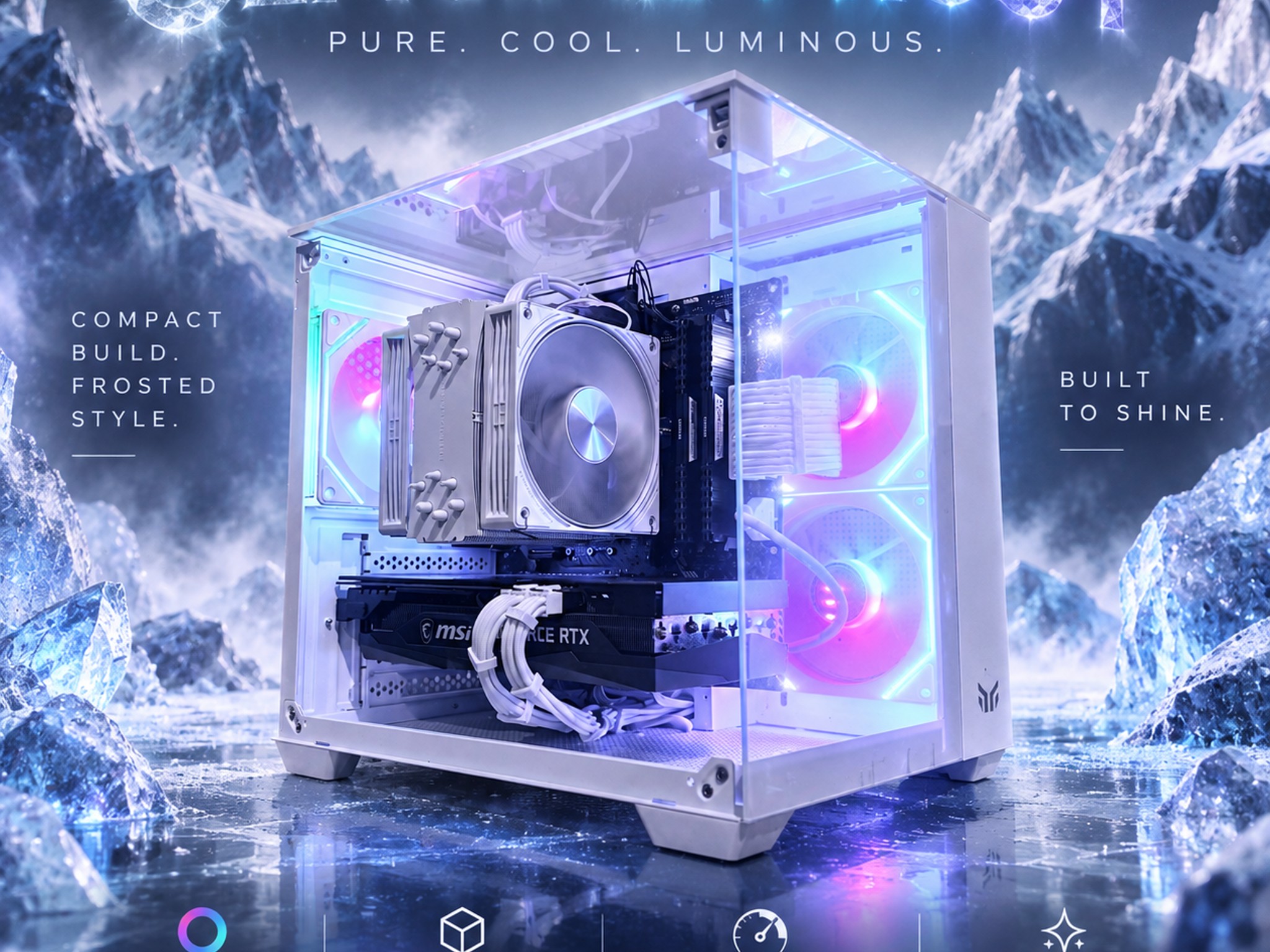 🌈"Glacial Frost"❄️ | 1440p Gaming | RTX 3060 Ti | iRyzen 7 3800X | 32GB Ram | 1TB SSD | Free Ship